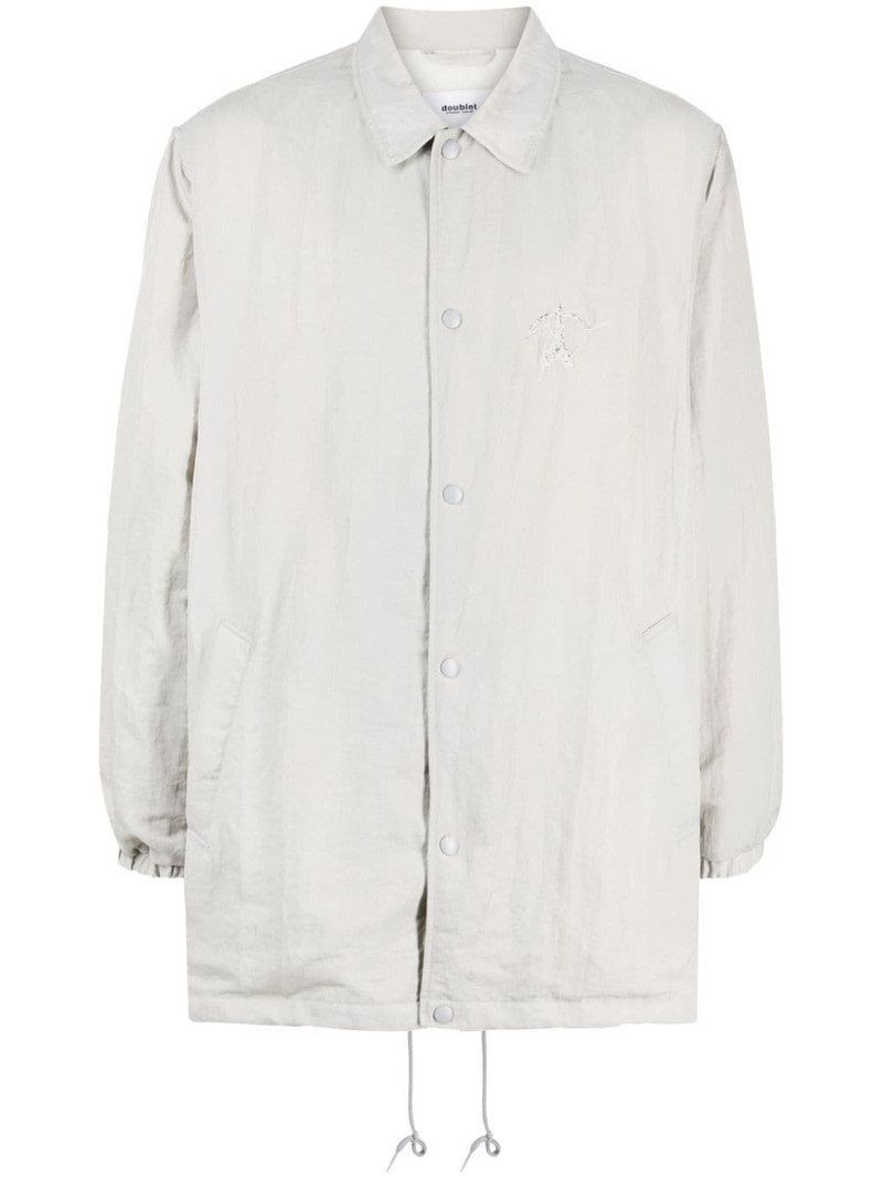 logo-embroidered shirt jacket 1