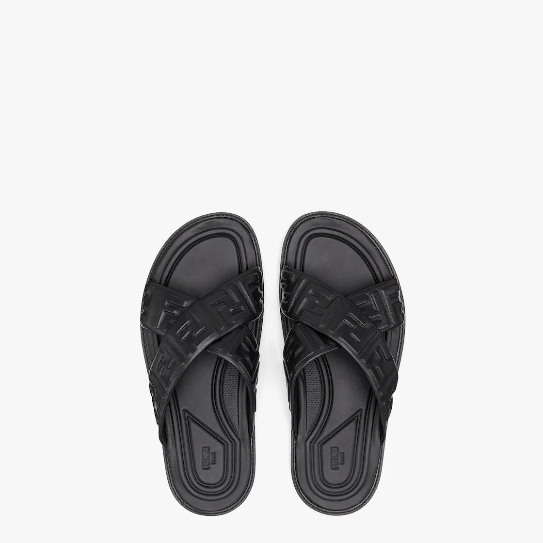 Black leather slides - 4