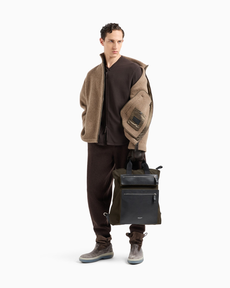 ASV CONVERTIBLE SHOPPER BAG IN NYLON AND PEBBLED LEATHER 6