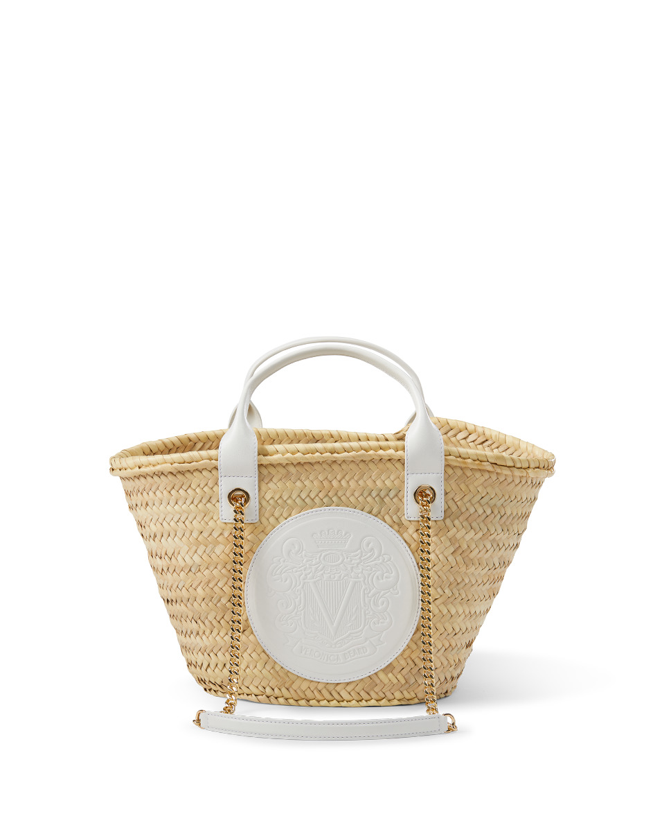 SMALL RAFFIA CREST MARKET TOTE - 8