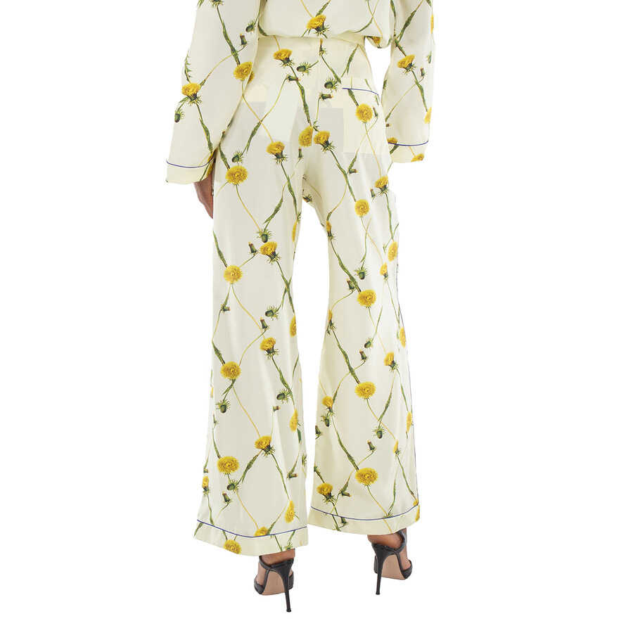 Burberry Drawstring Floral-Print Silk Pants - 3