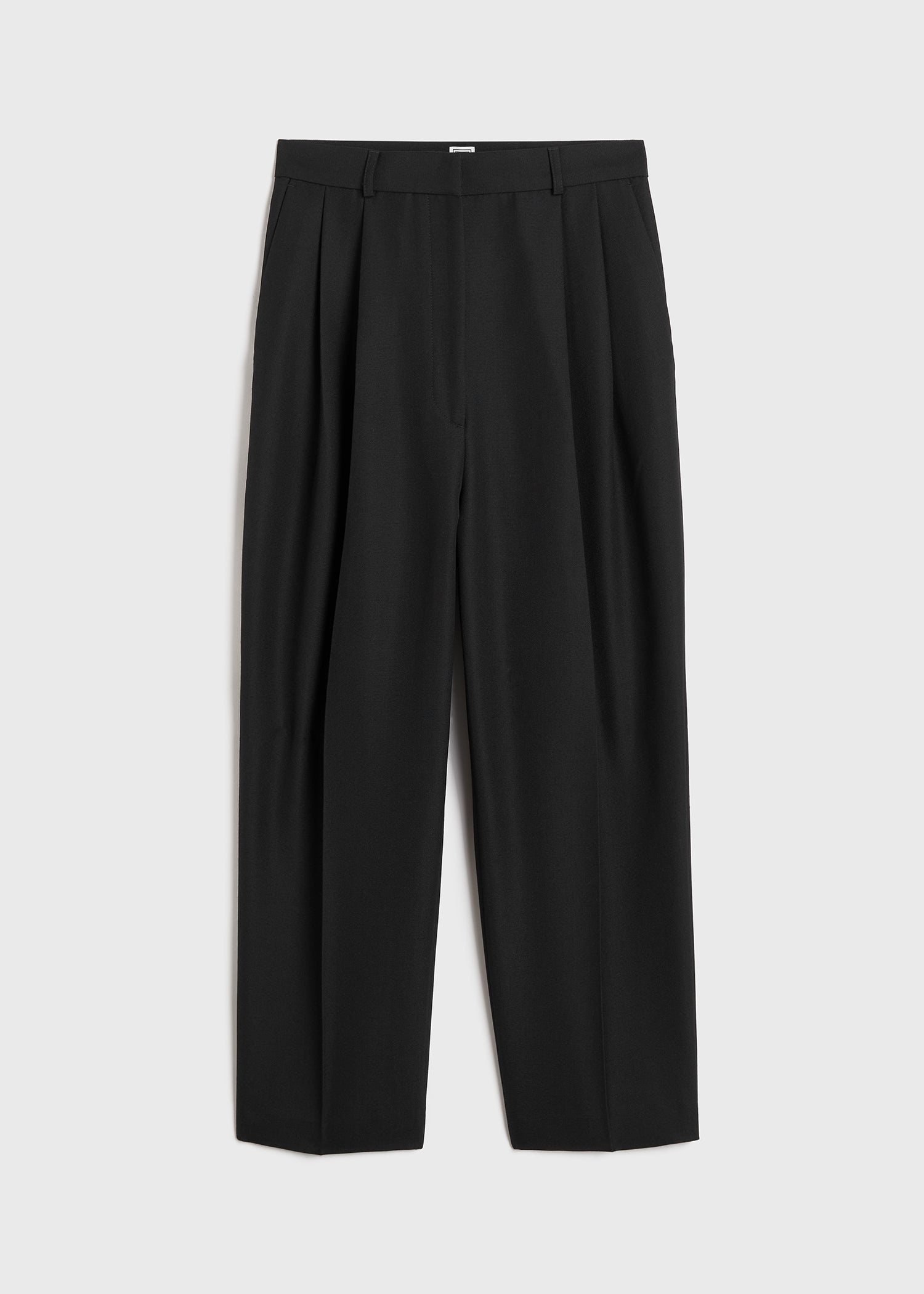 Double-pleated cropped trousers black - 1