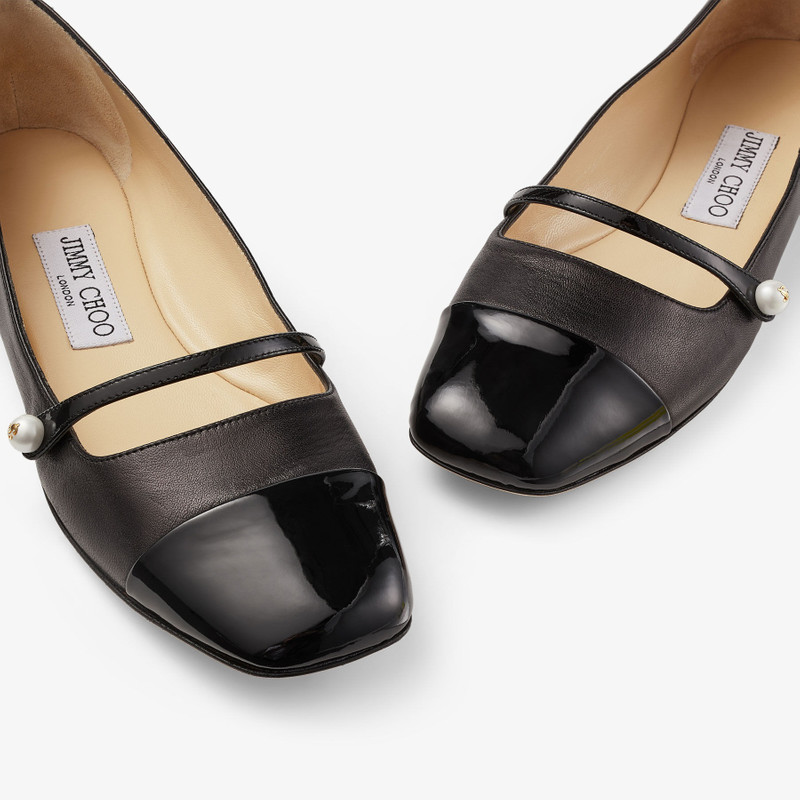 Elisa Flat Black Nappa and Patent Leather Flats 3