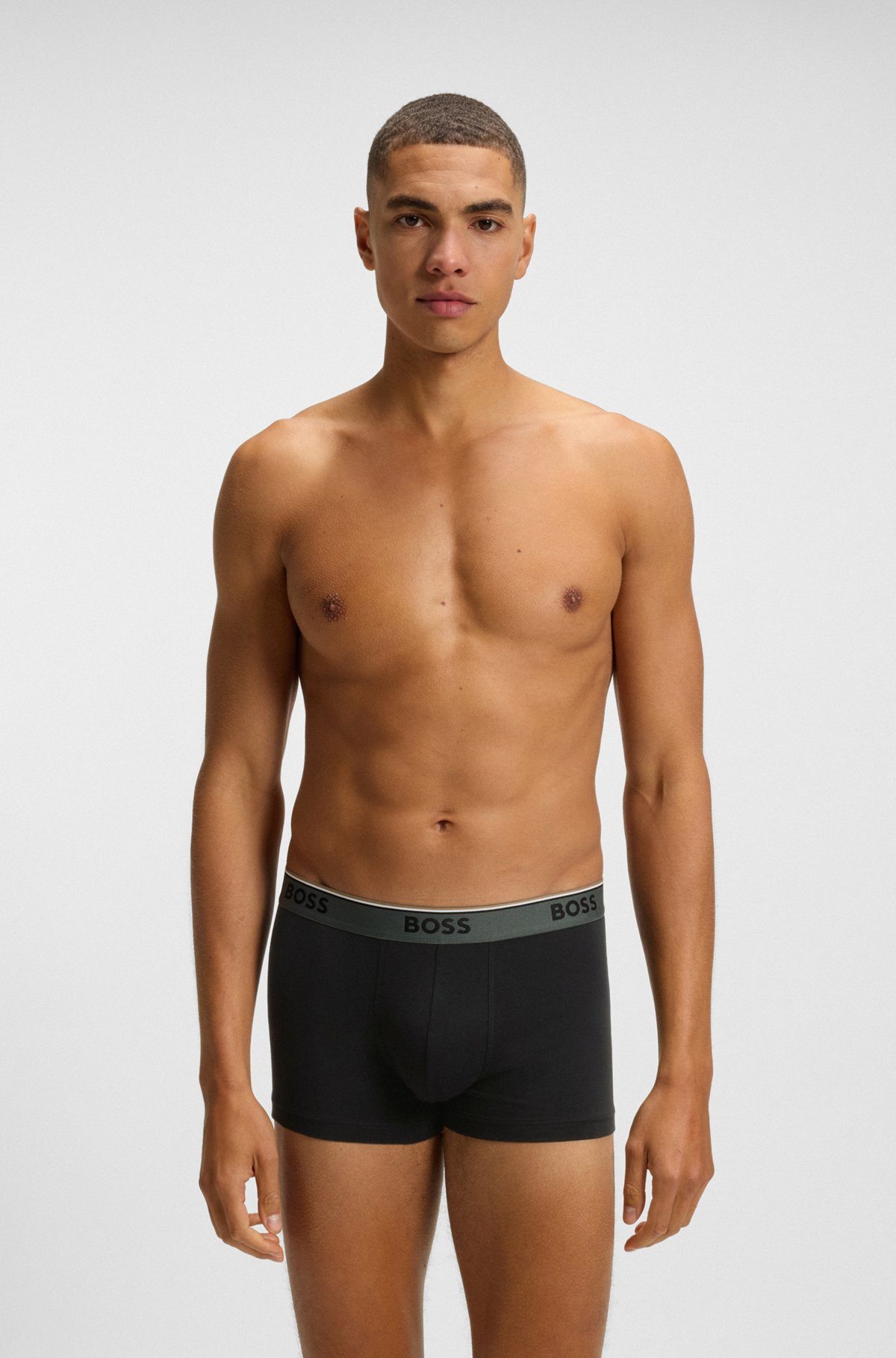 THREE-PACK OF STRETCH-COTTON TRUNKS WITH LOGO WAISTBANDS - 6