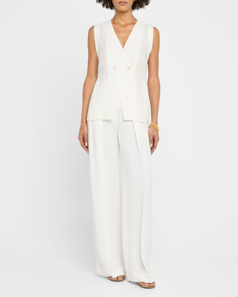 REISS Whitney Button-Front Linen Waistcoat outlook