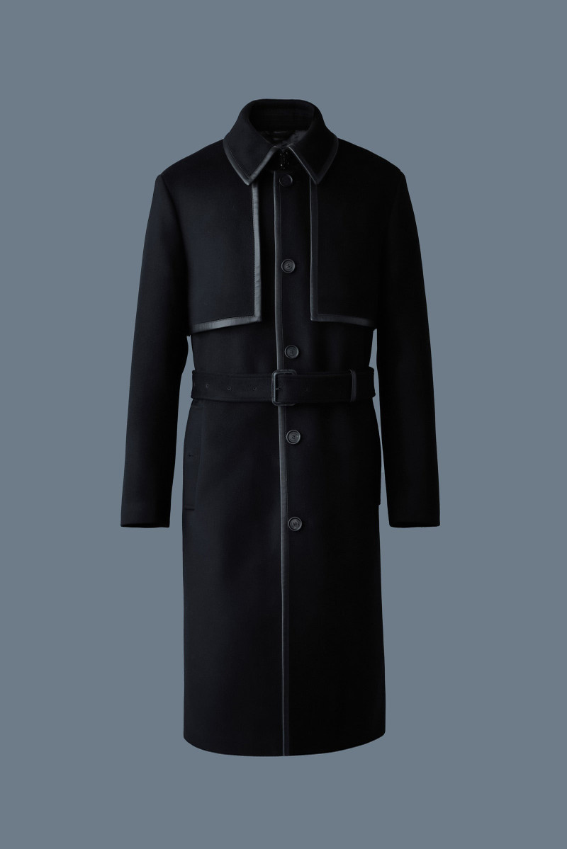 MACKAGE CORBIN Wool trench coat with leather detail. outlook