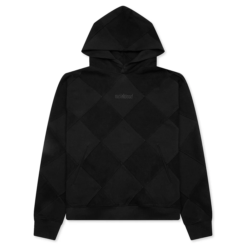 DIAMOND TERRY HOODED SWEATSHIRT - BLACK - 1