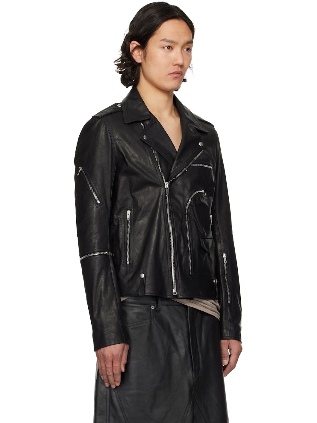 Black Hollywood Bauhaus Stooges Leather Jacket - 2
