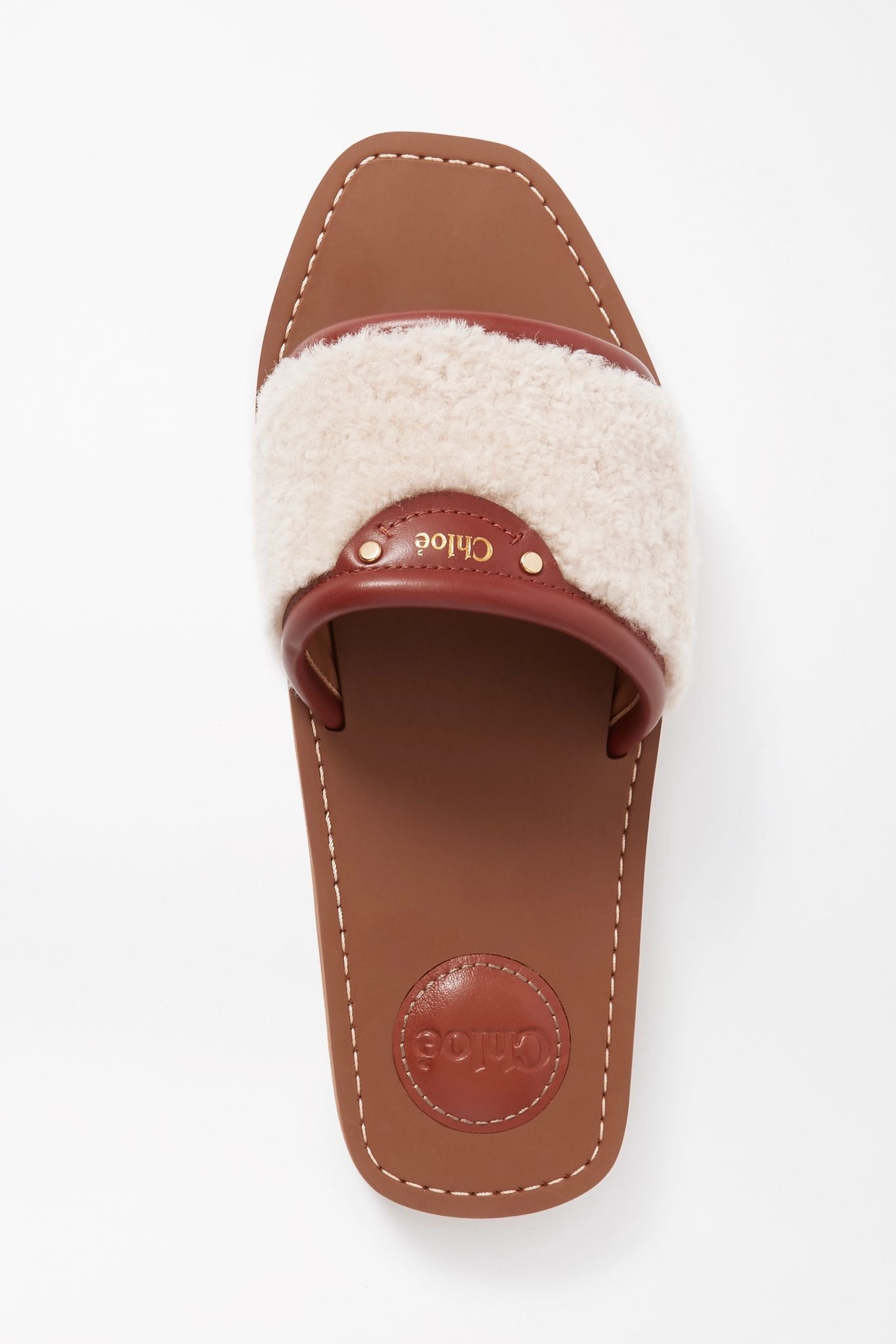 Woody leather-trimmed shearling slides - 5