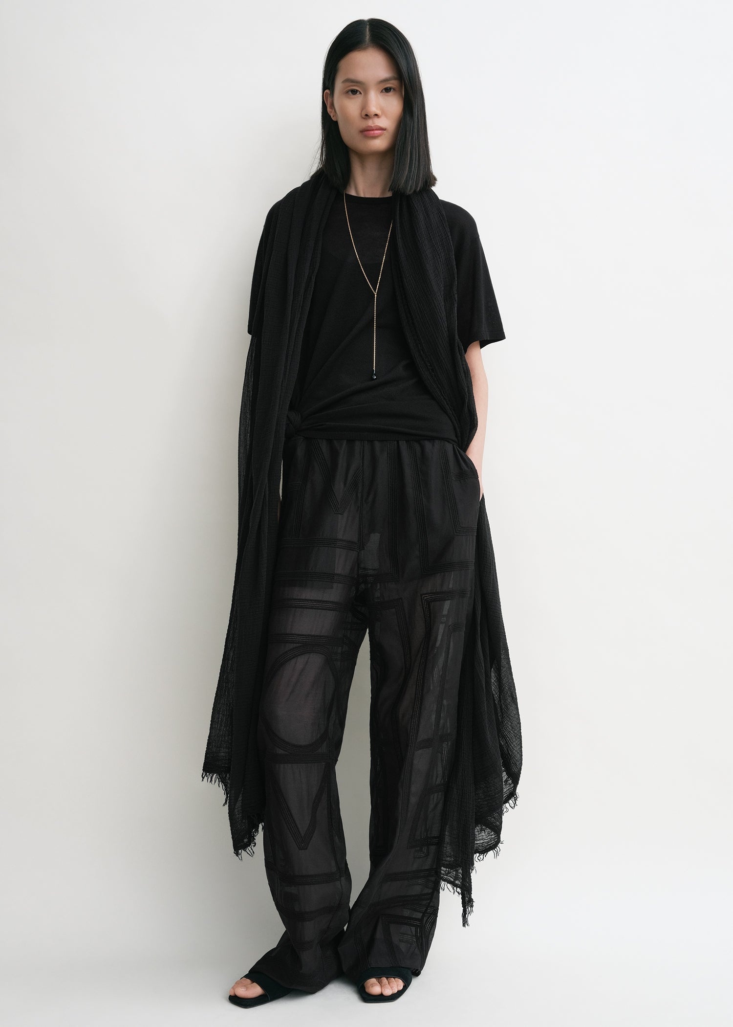 Monogram crochet pj bottoms black - 2