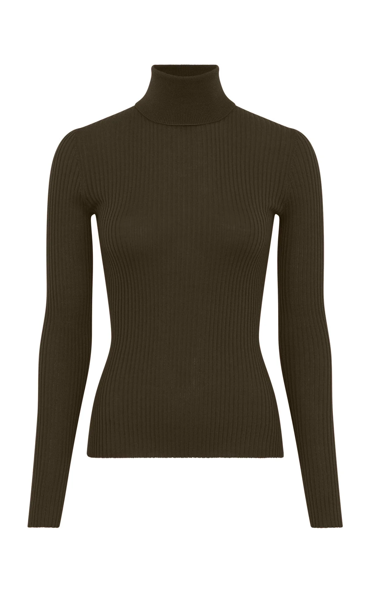 Peppe Knit Turtleneck in Olive Cashmere Silk - 1