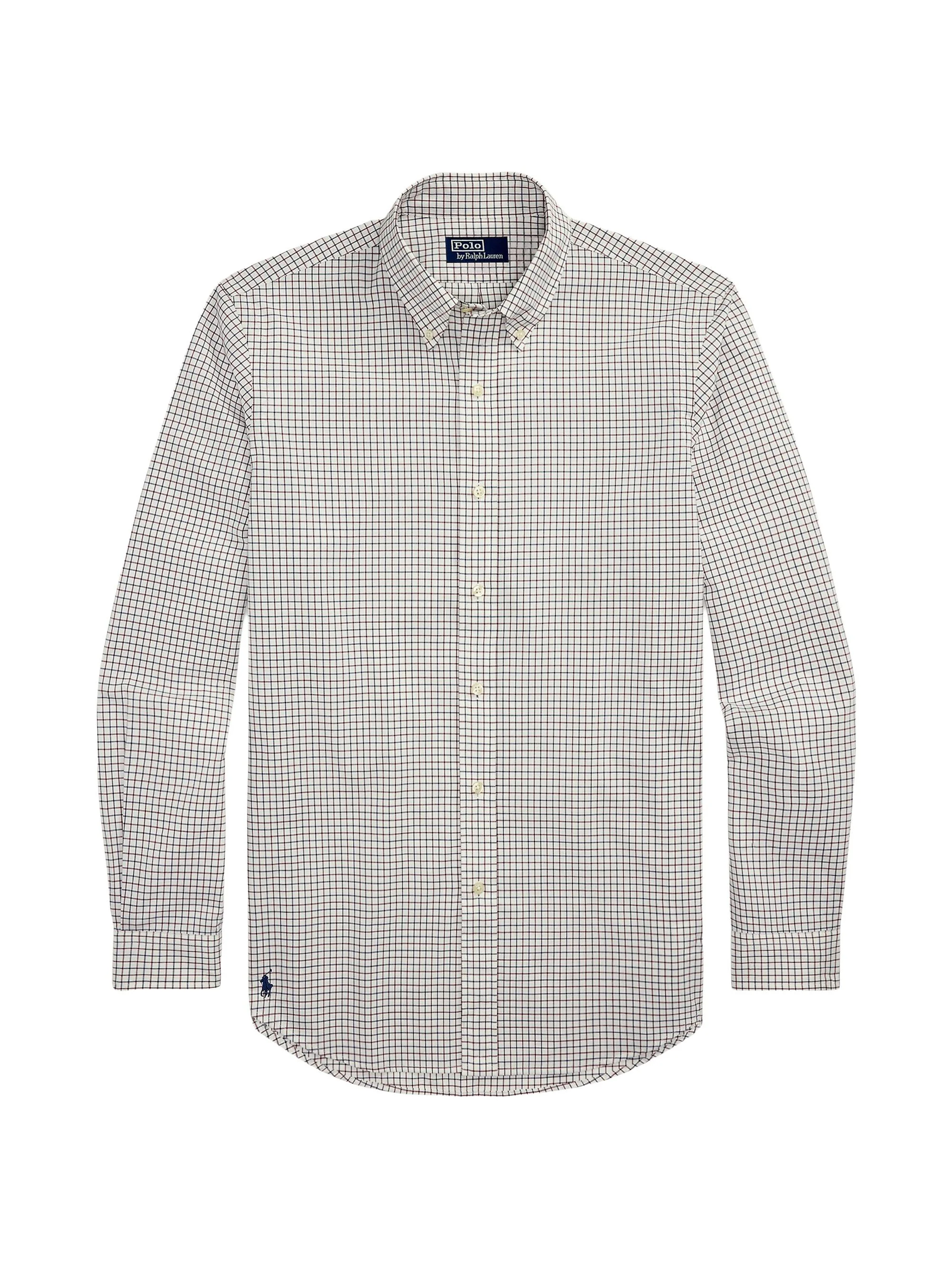 Men's Checked Cotton Shirt - Cream Wine Multi - 1