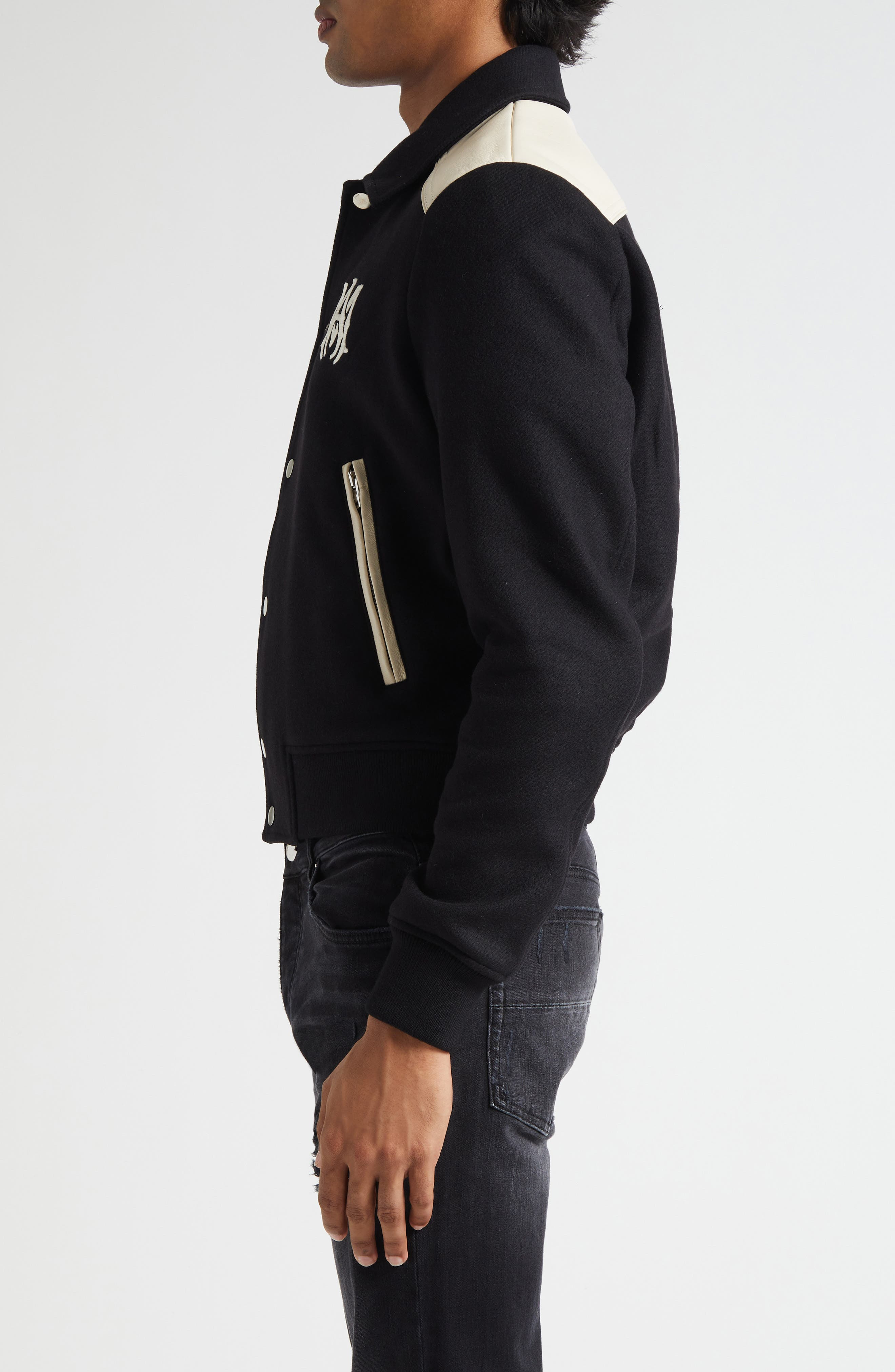 AMIRI MA Mixed Media Band Jacket in Black at Nordstrom - 4