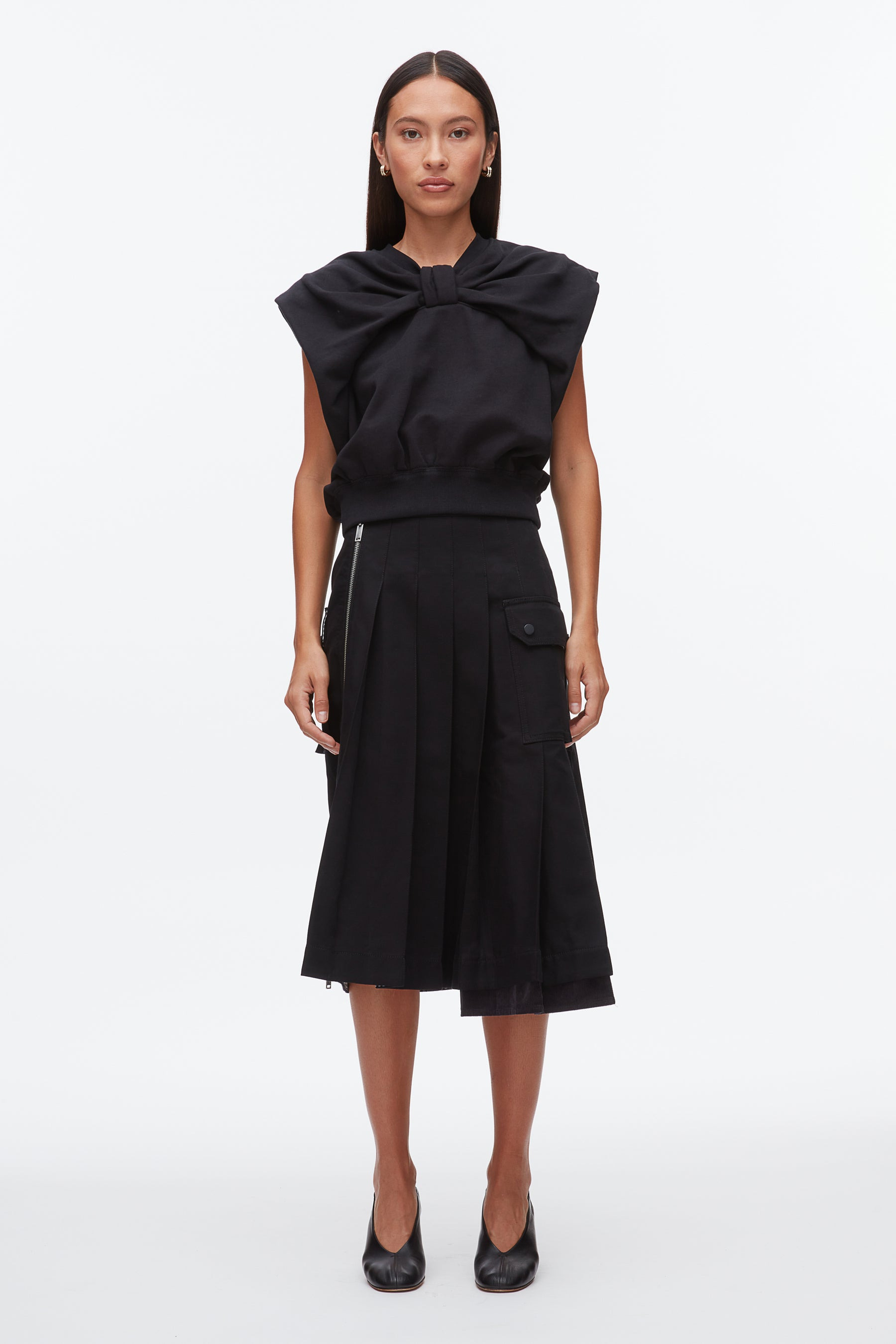 Draped Bow French Terry Top - 2