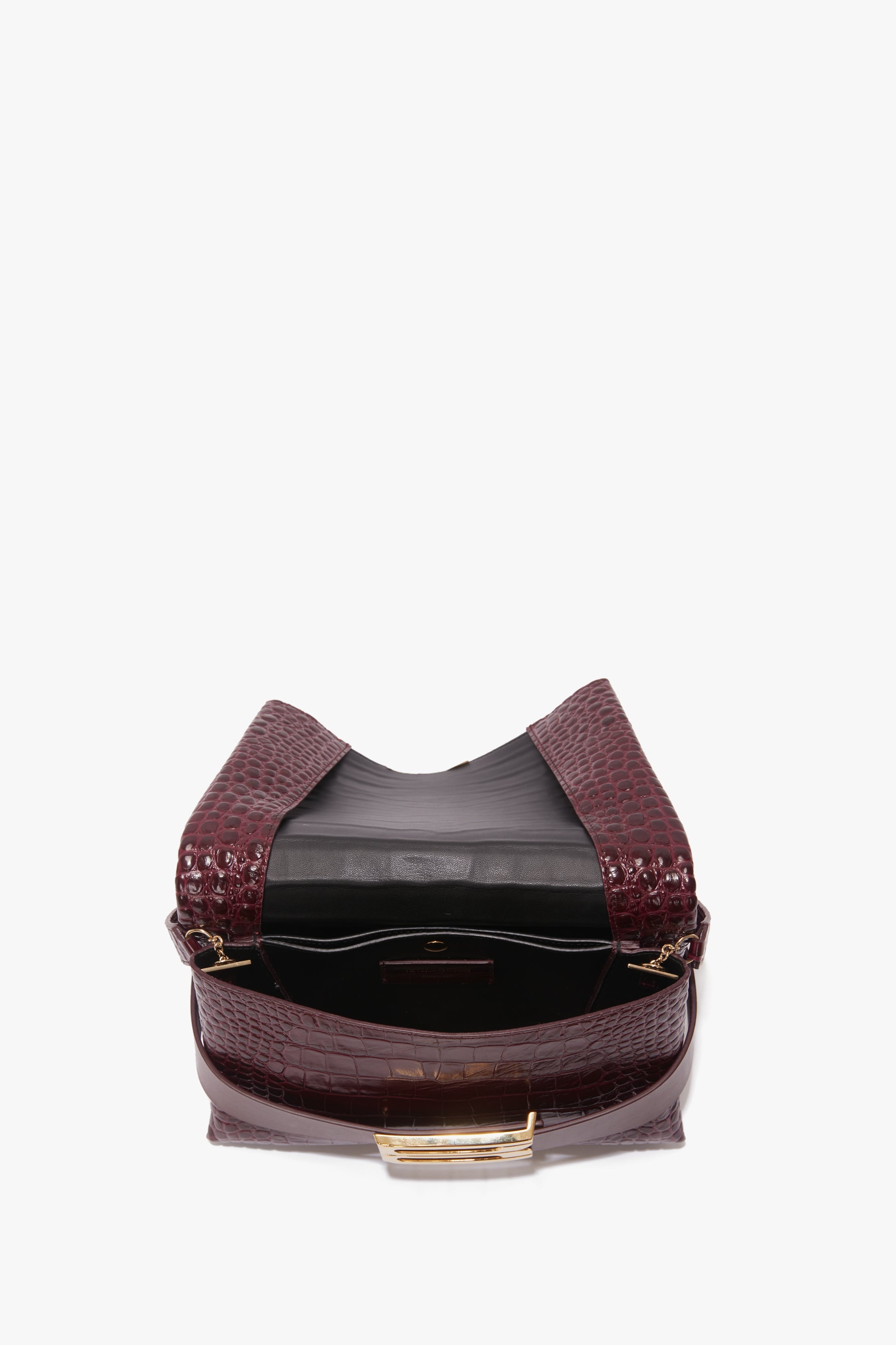 Exclusive B Pouch Bag In Croc Embossed Burgundy Leather - 6