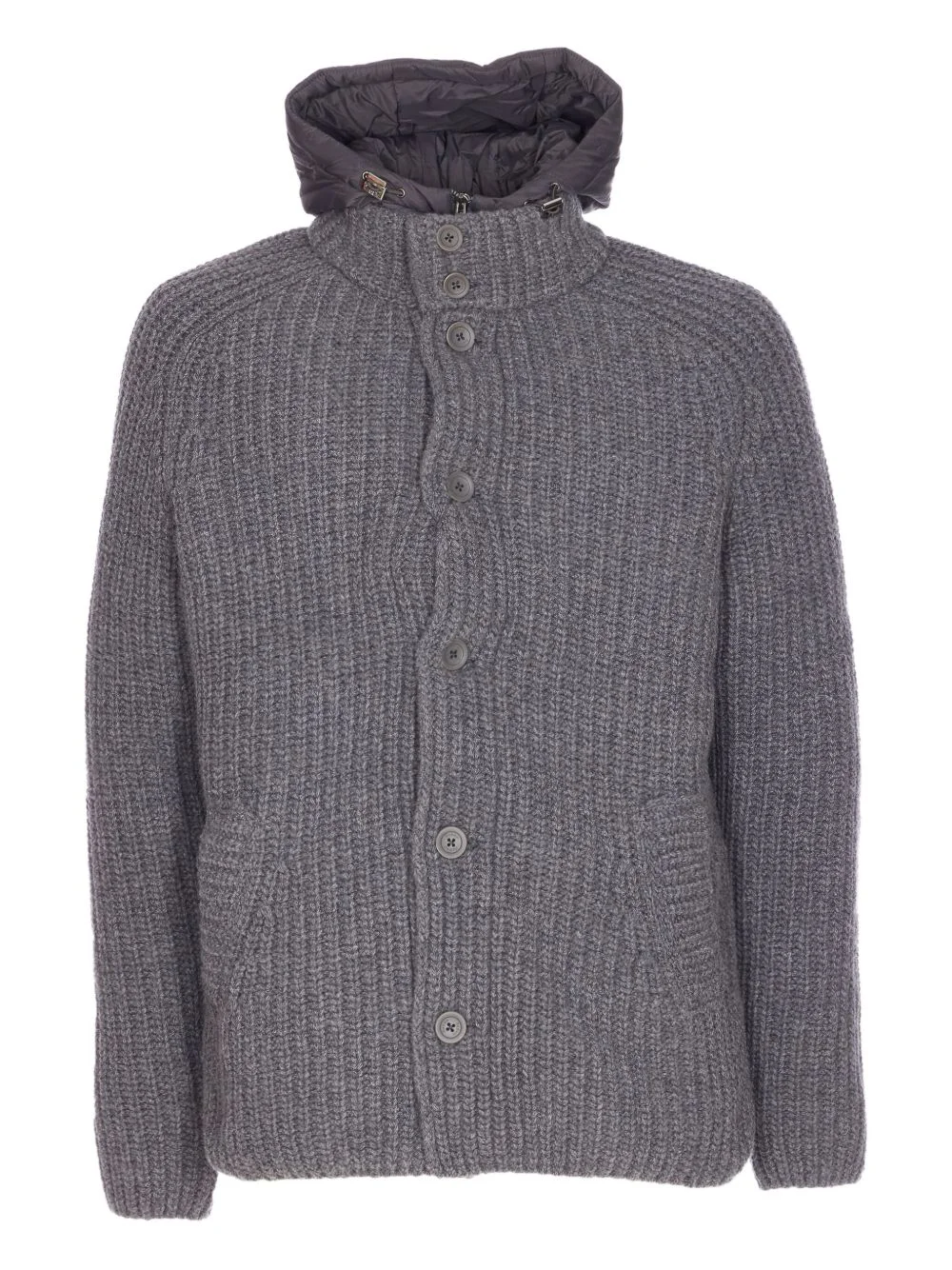 hooded knitted padded jacket - 1