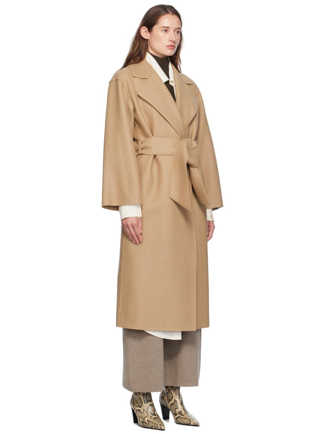 Beige Belted Clutch Coat - 2