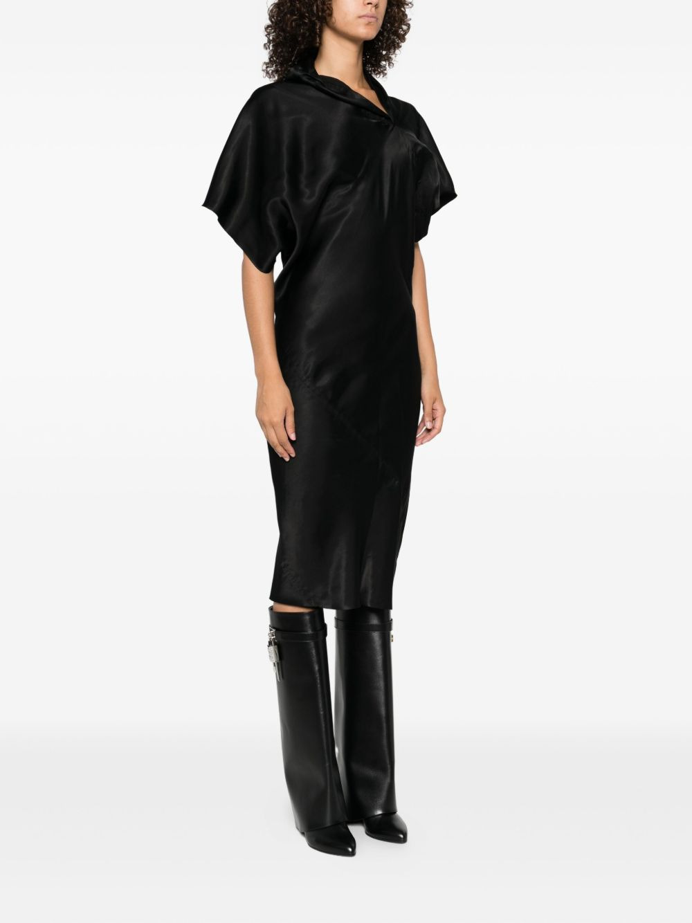 draped one-shoulder midi dress - 3