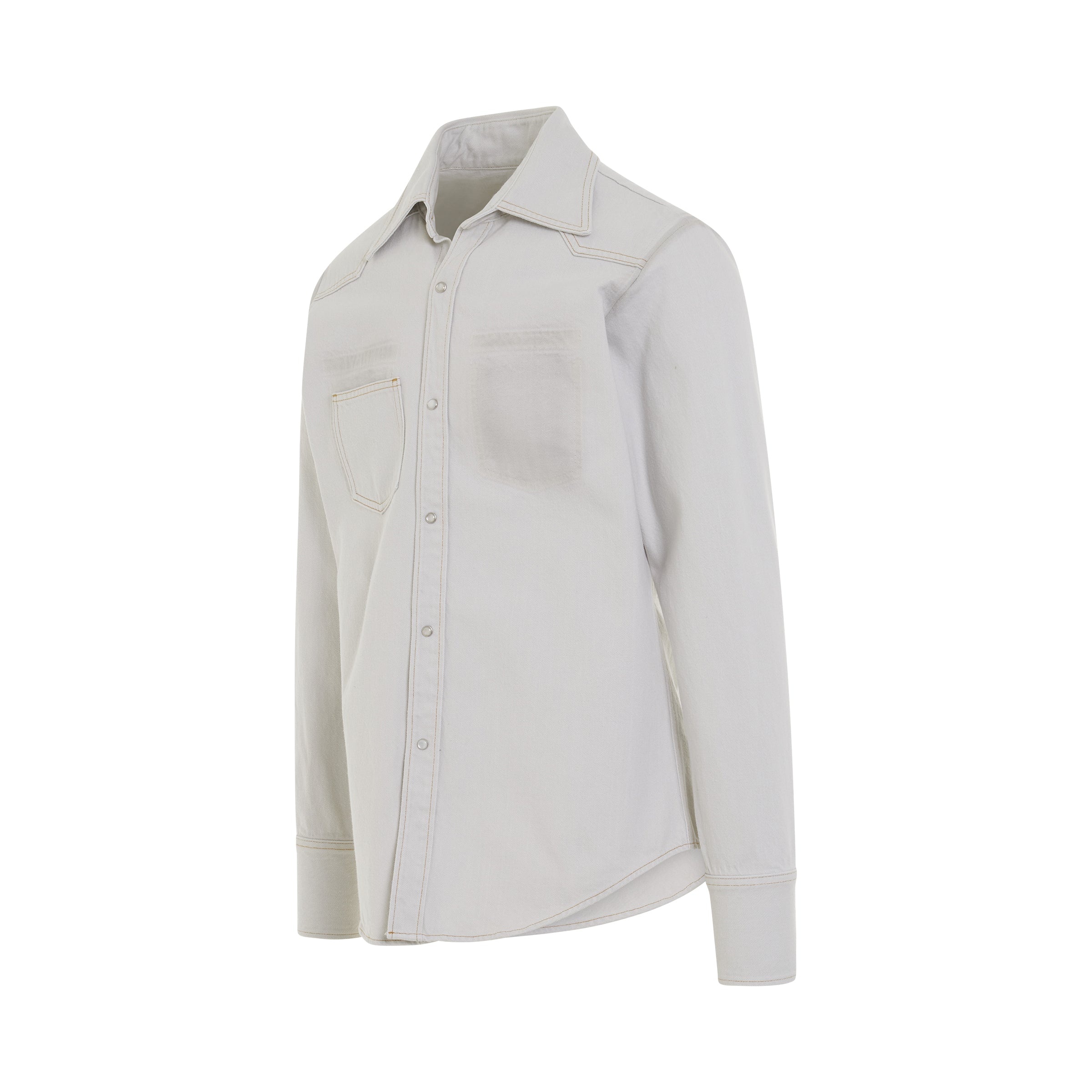 Chalk Selvedge Denim Shirt in Ice - 2
