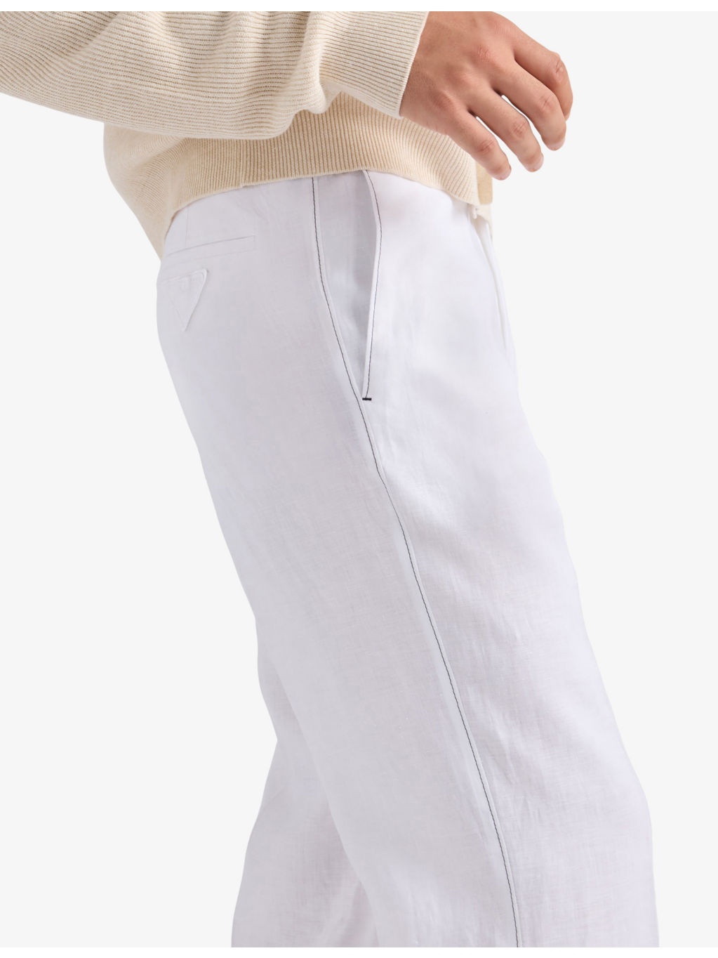 Triangle-Logo Straight-Leg Linen Trousers - 5