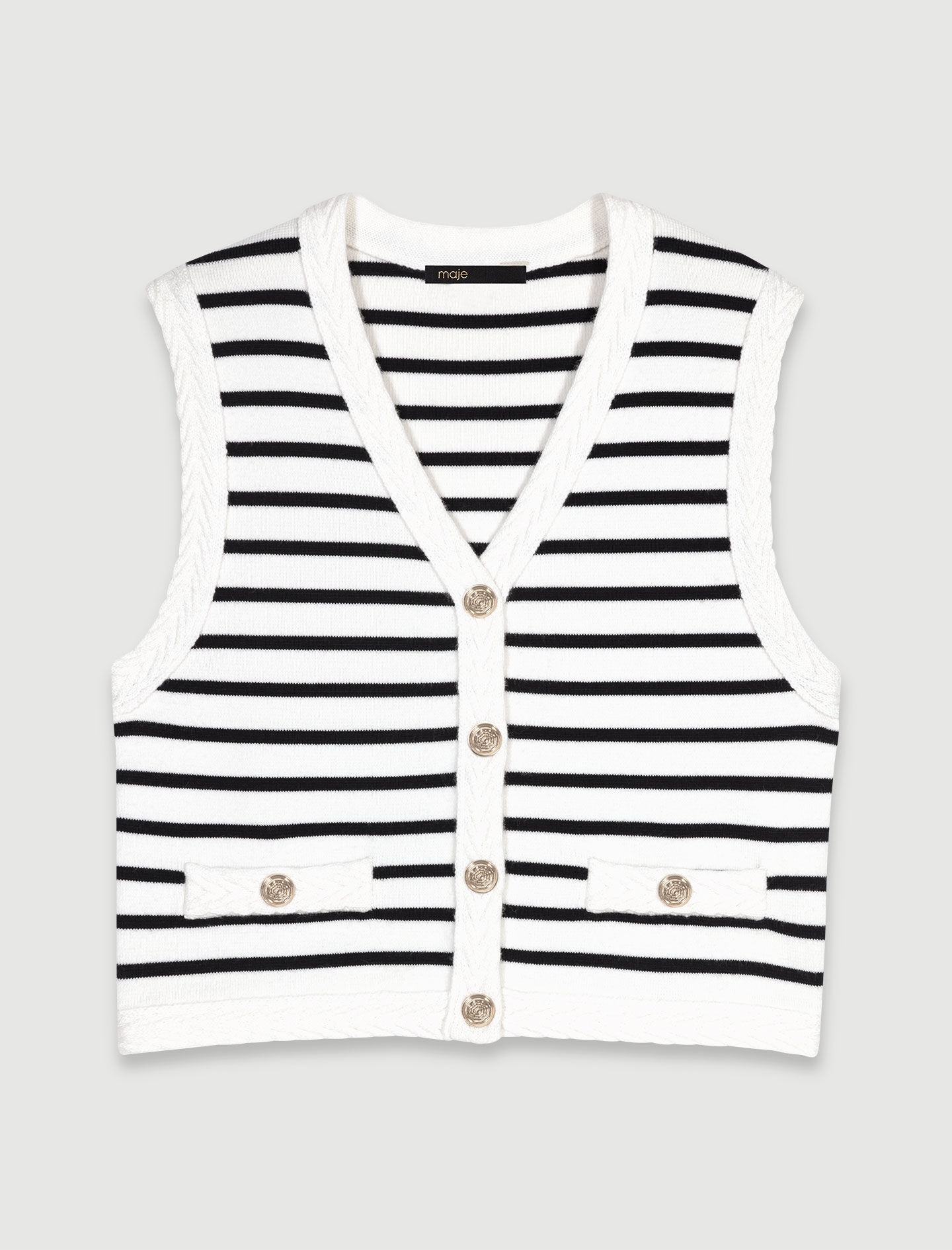 Sleeveless striped cardigan - 1