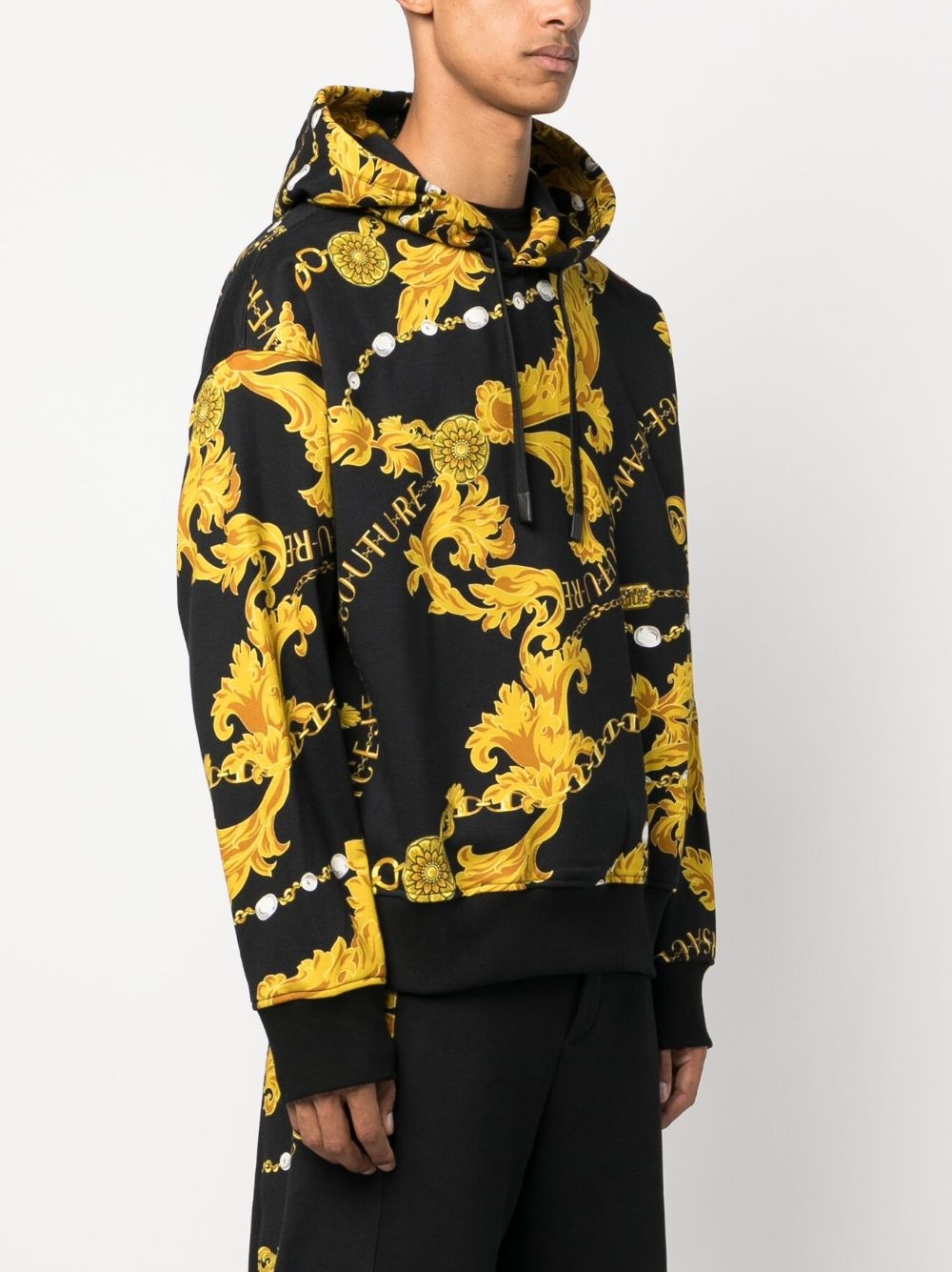 baroque-print cotton hoodie - 3