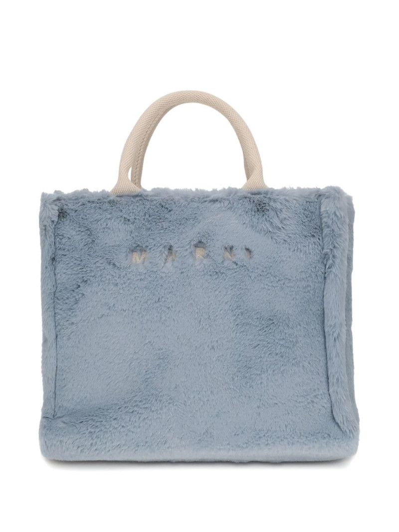 Marni fur-trimmed tote bag outlook
