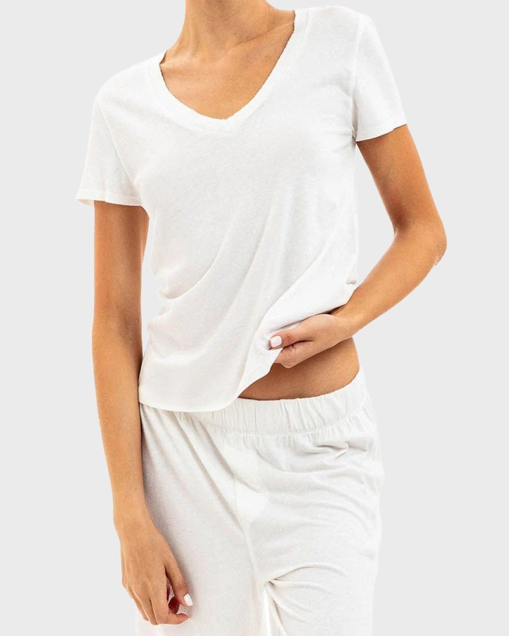 Top V-Neck T-Shirt Ivory - 2