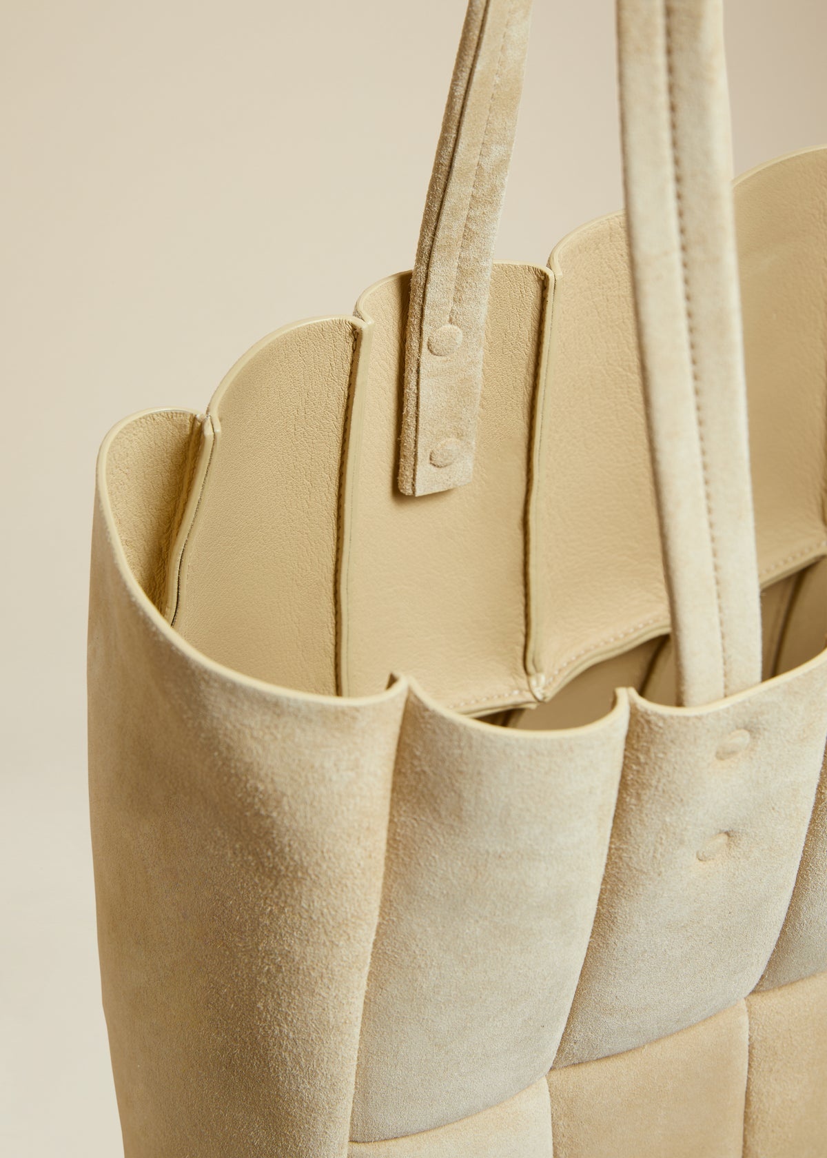 The Zoe Tote in Beige Suede - 4