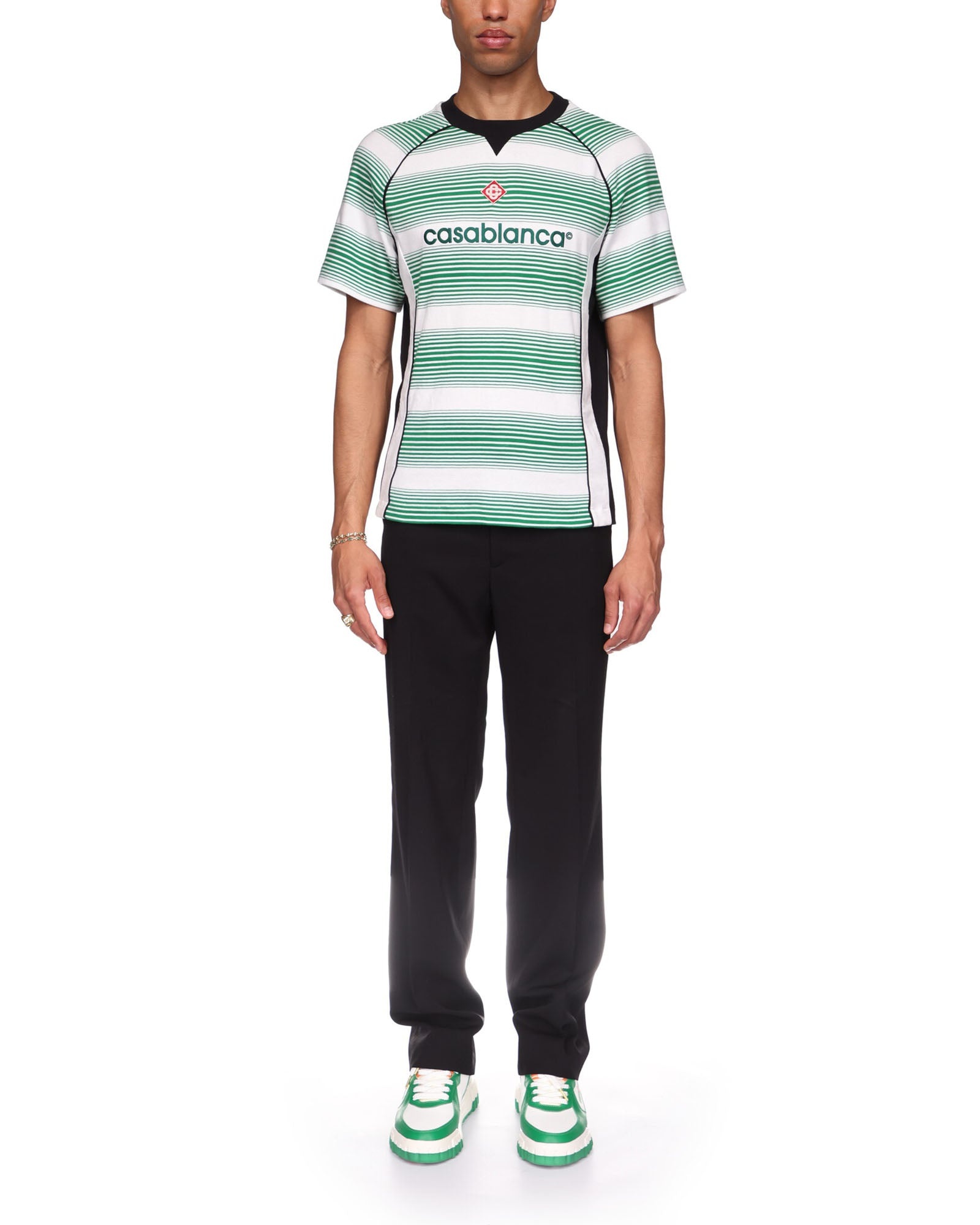CASABLANCA Gradient Stripe Panelled Football T-Shirt