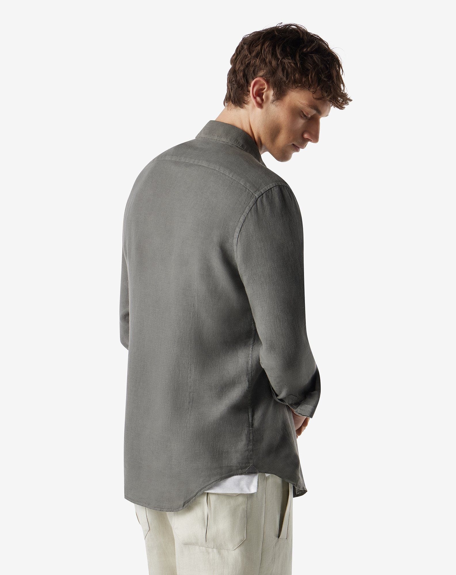 Grey pure linen shirt - 3
