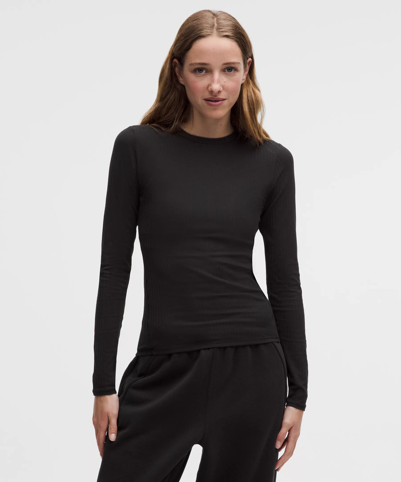 Wundermost Ultra-Soft Ribbed Nulu Crewneck Long-Sleeve Shirt 1