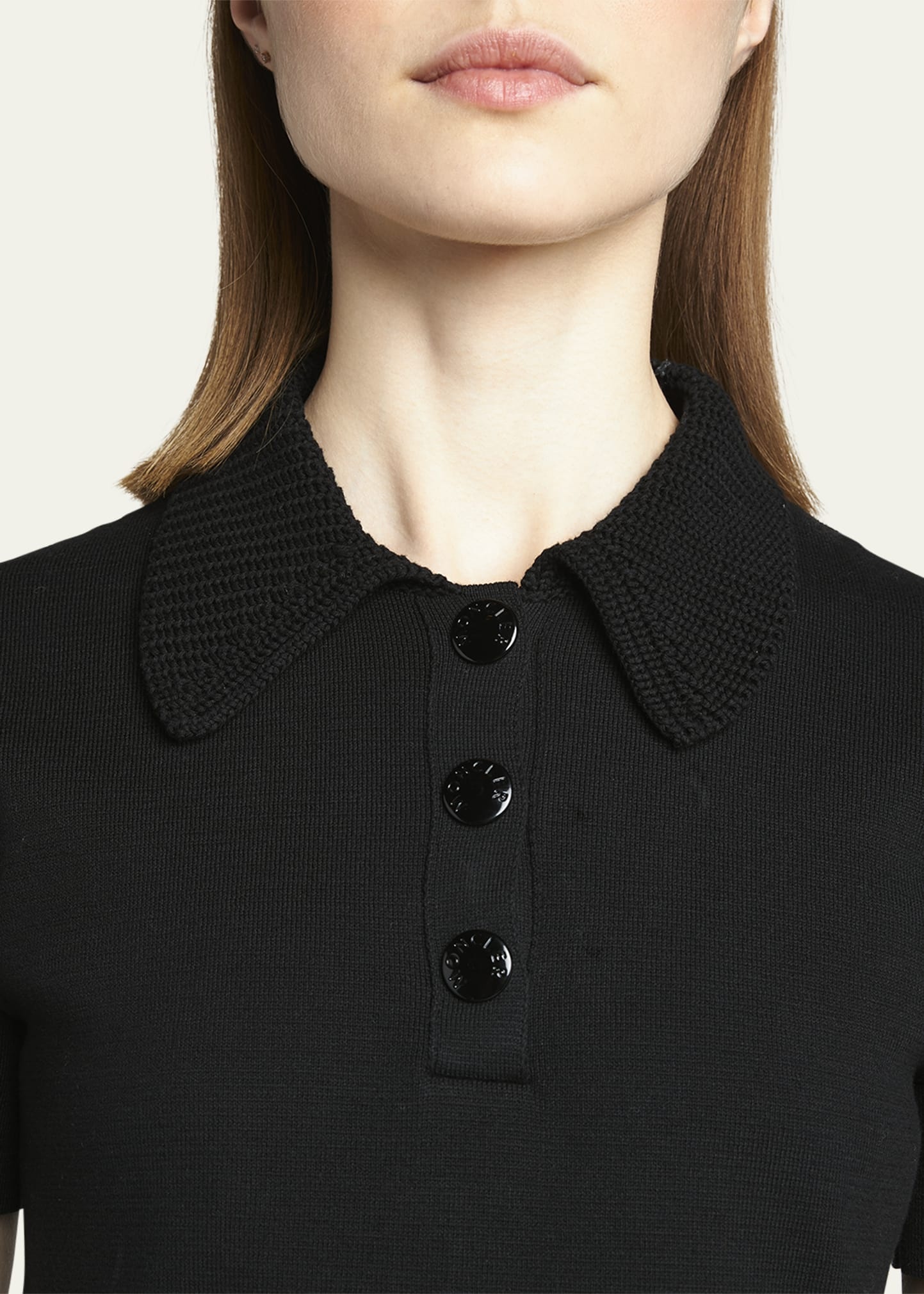 Knit Collar Short-Sleeve Polo - 5