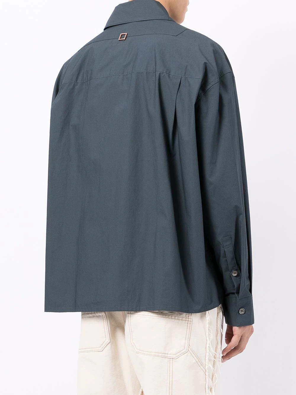 chest-pocket oversized shirt - 4