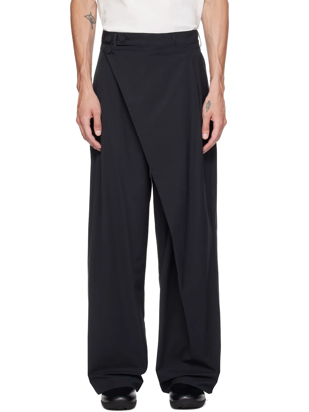Black Kippel Wrap Trousers - 1