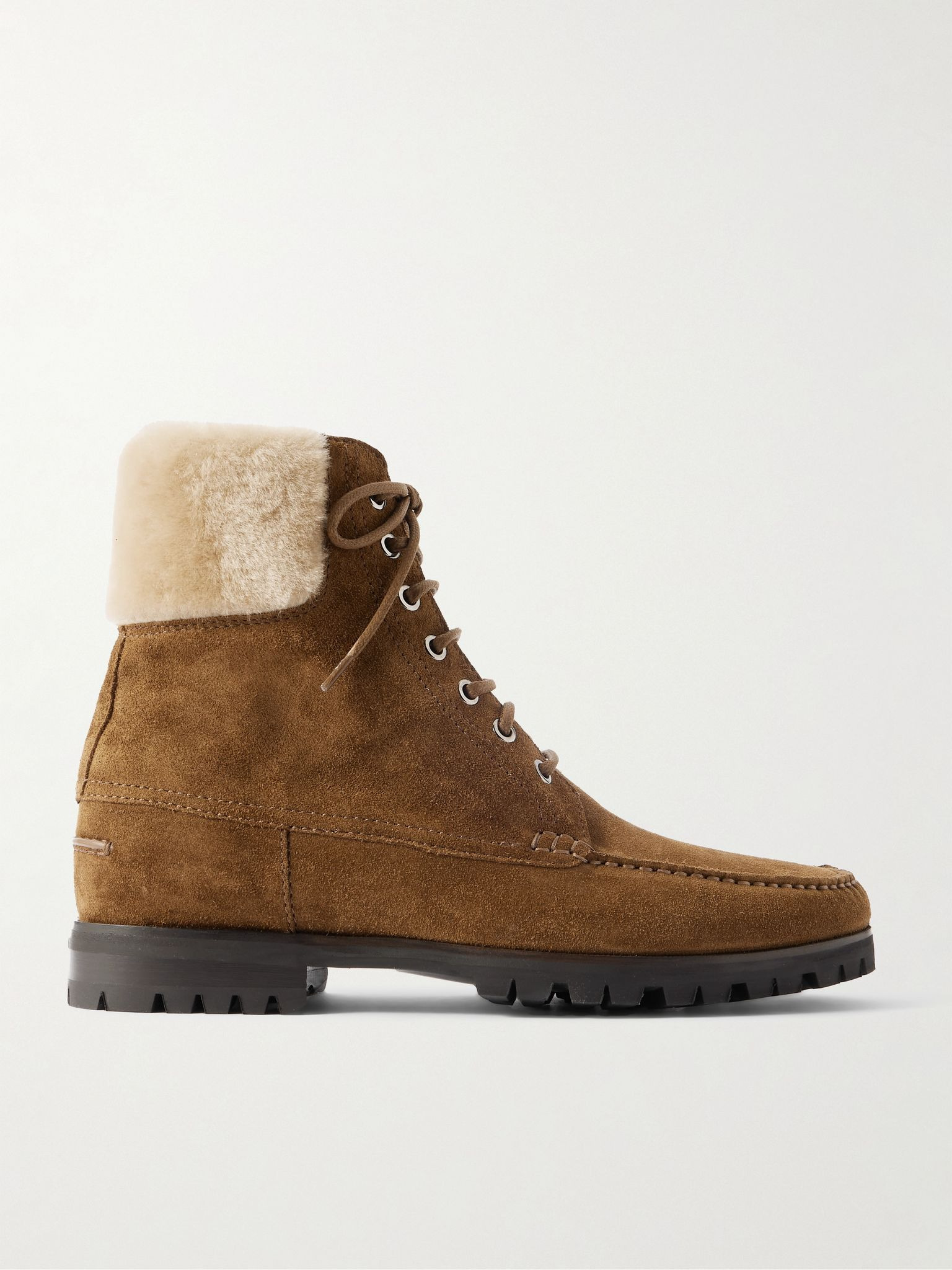 Sycamore Shearling-Trimmed Suede Boots Dark brown - 1