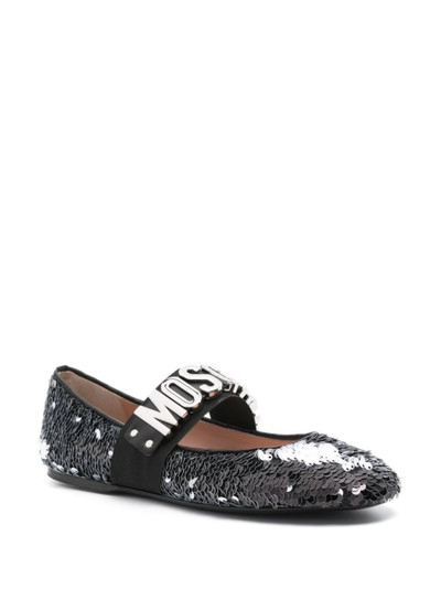 Moschino sequinned leather ballerina shoes outlook