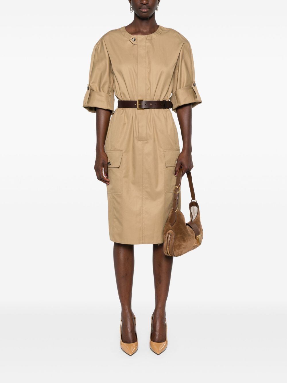 belted cotton twill dress - 2