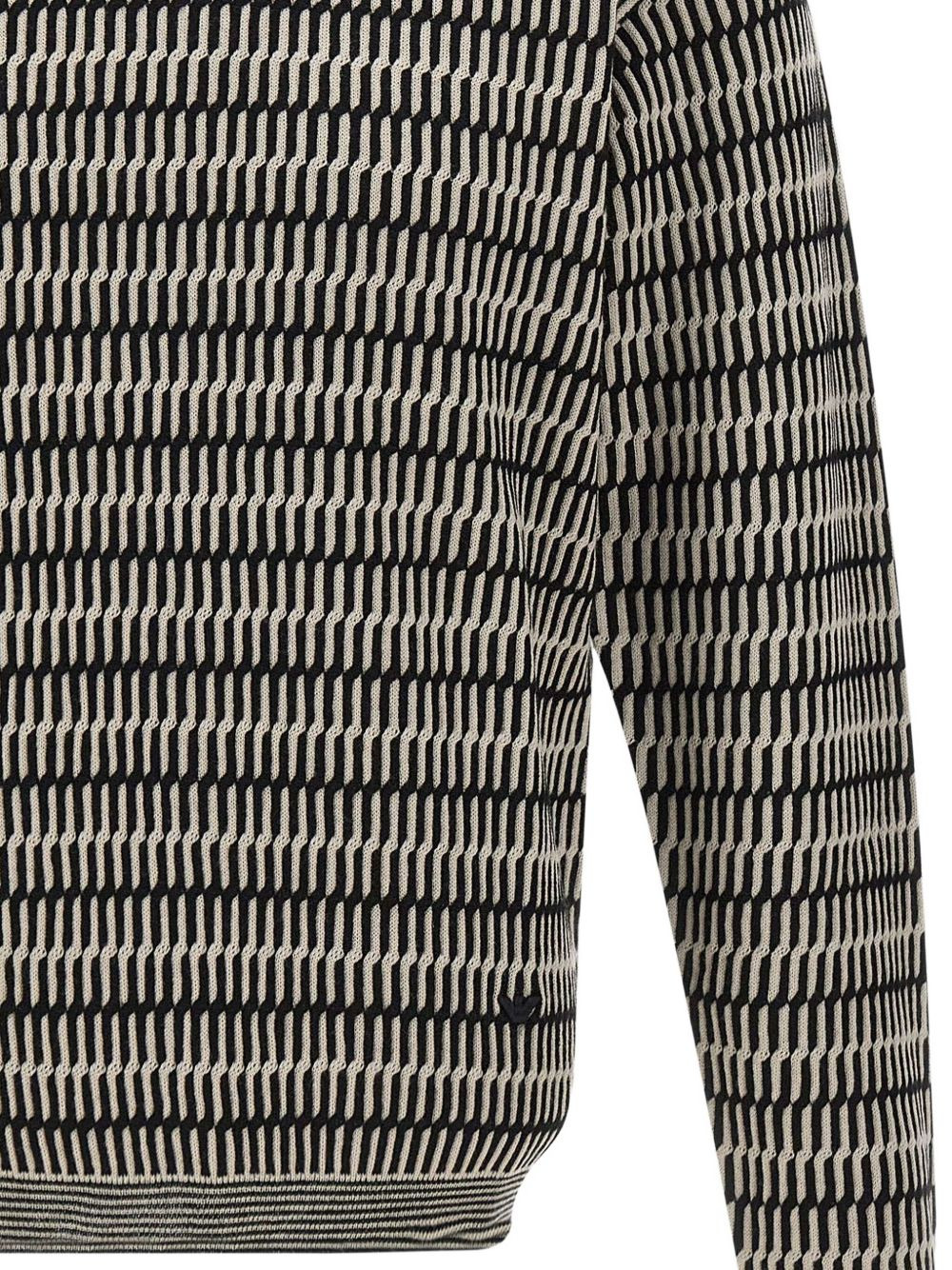 optical-pattern crew-neck sweater - 4
