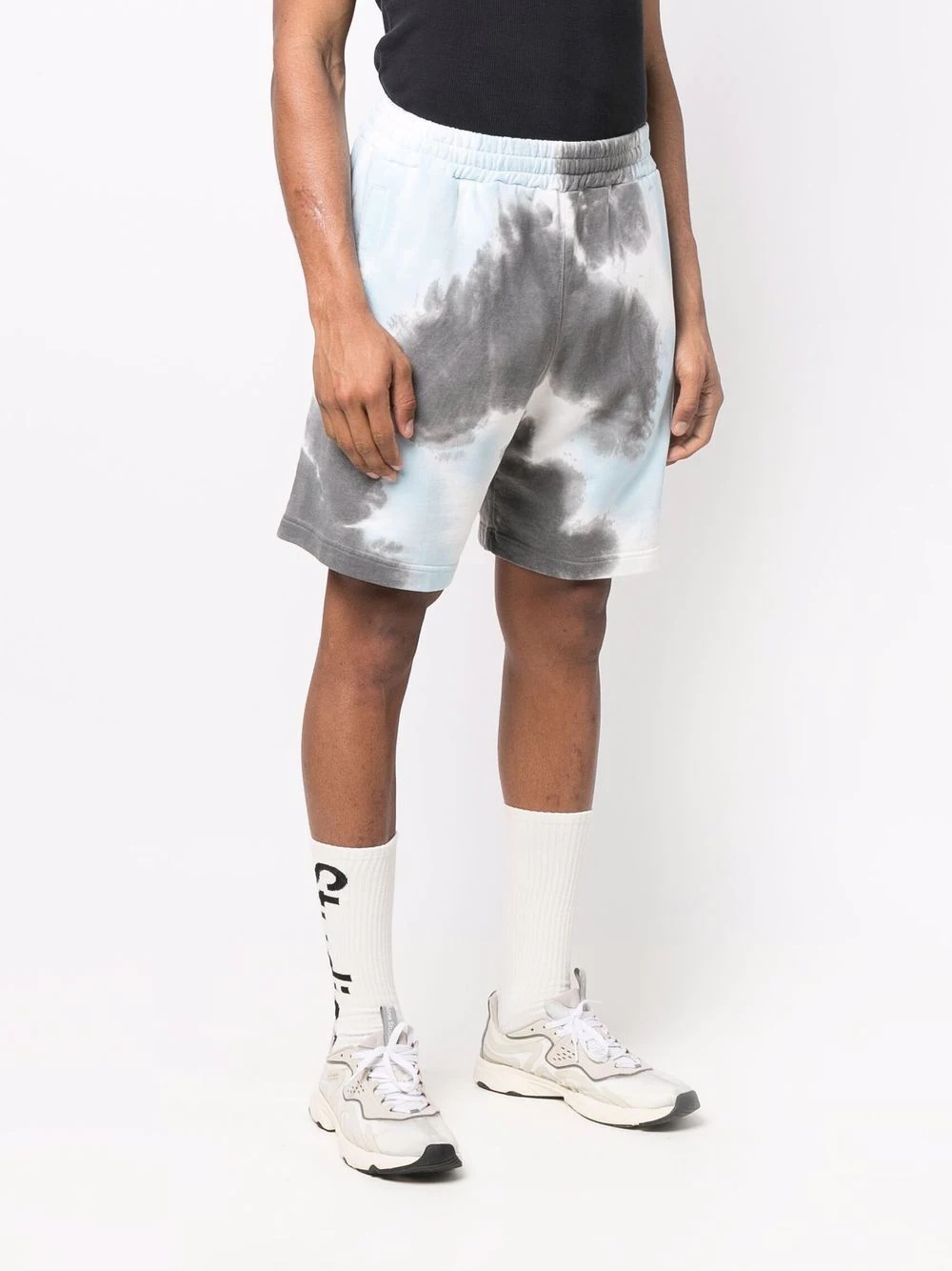 tie-dye print track shorts - 3