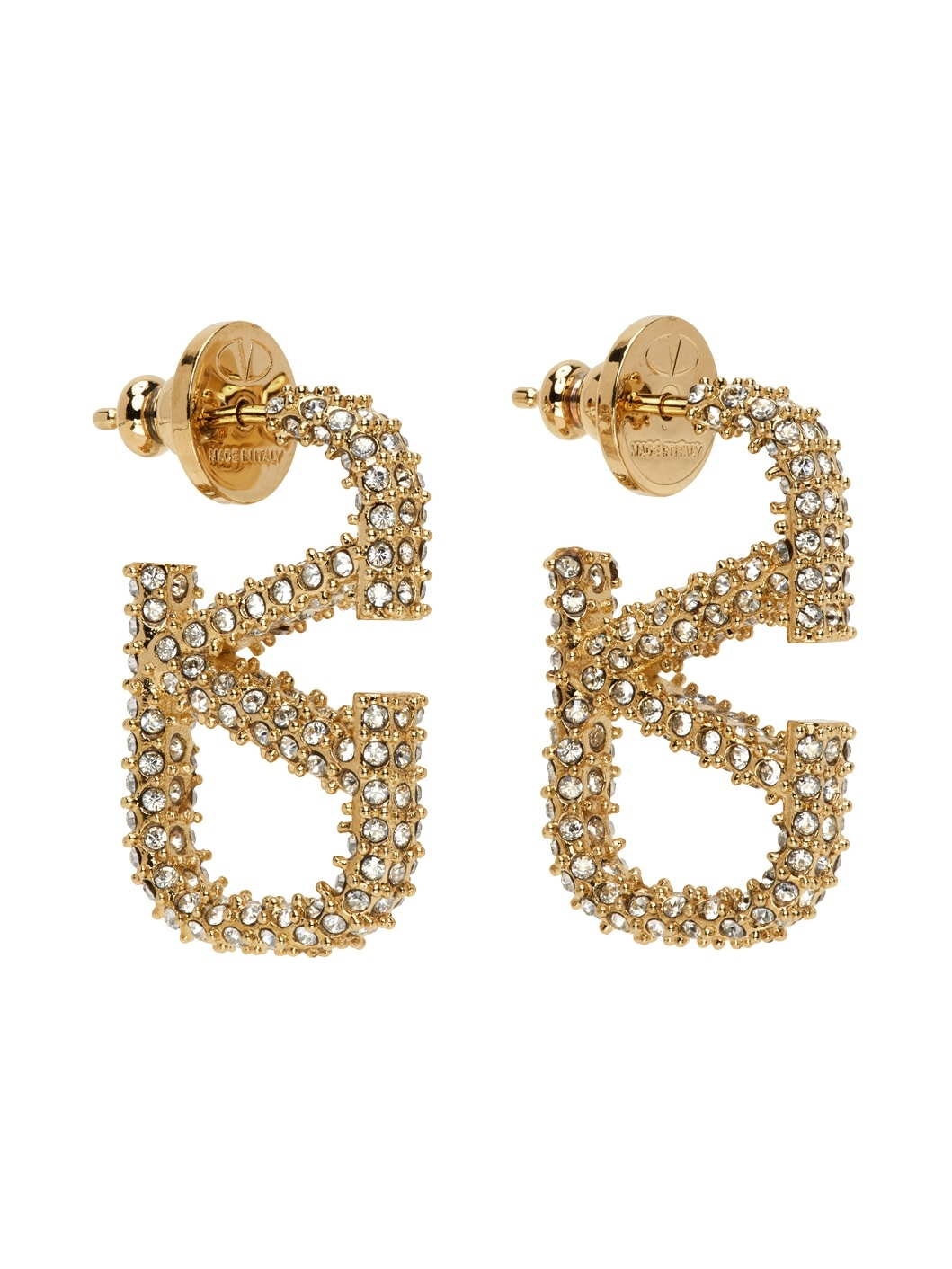 Gold Crystal VLogo Earrings - 2