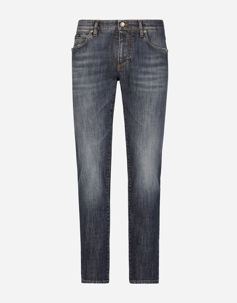 Slim fit washed stretch jeans with subtle abrasions 1