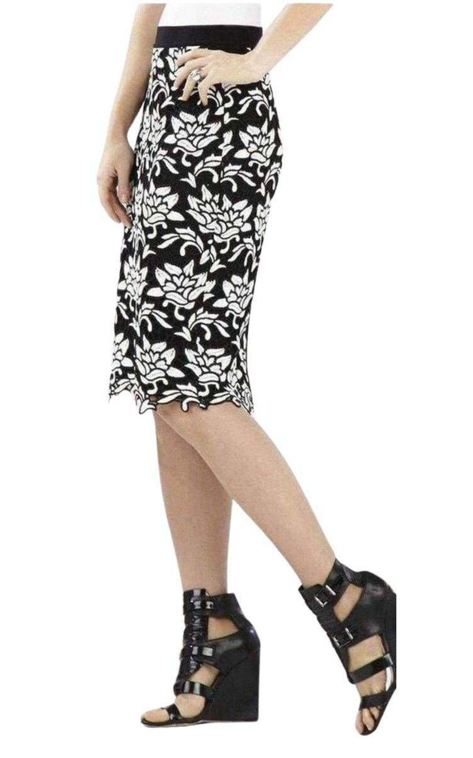 BCBGMAXAZRIA - Floral Hem Pencil Skirt - 2