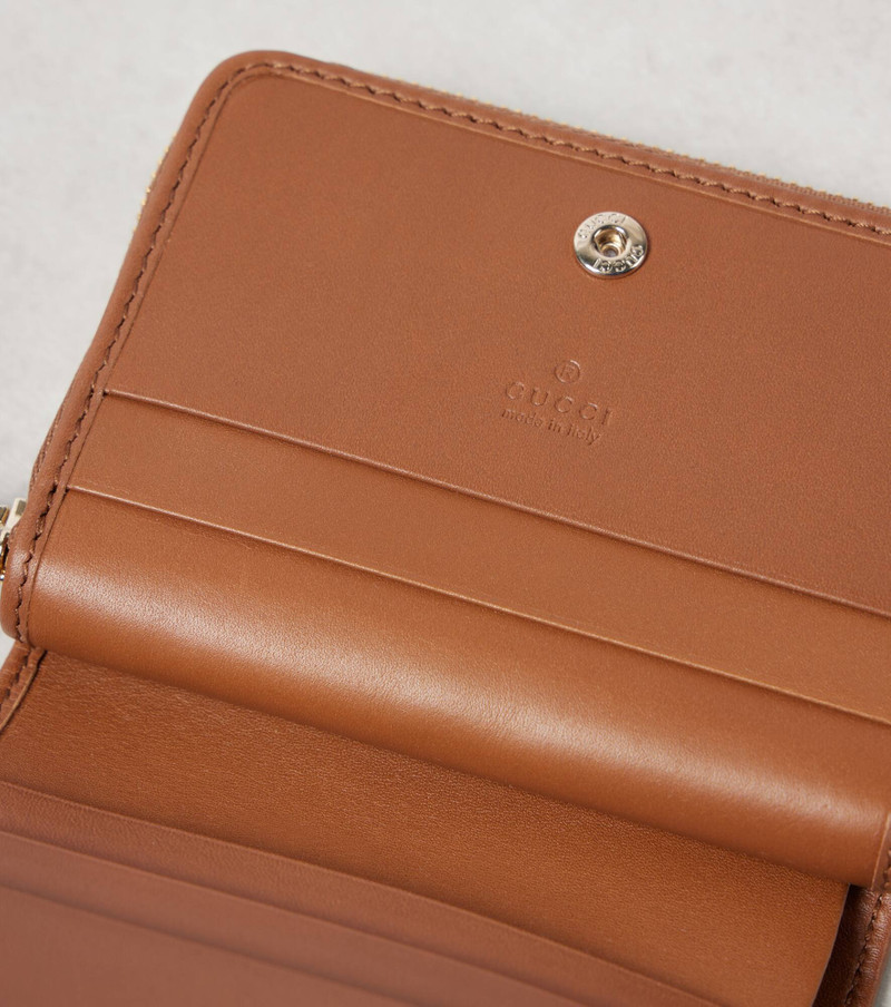 GUCCI GG Canvas Mini leather-trimmed wallet outlook