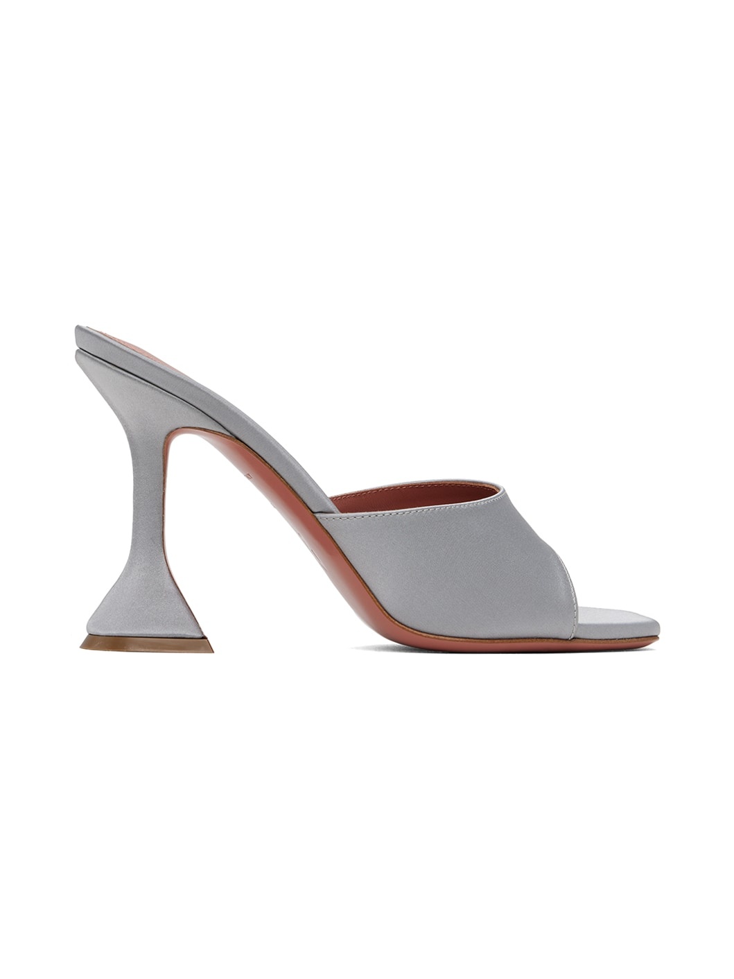 Amina Muaddi Gray Lupita Slipper Heeled Sandals | REVERSIBLE