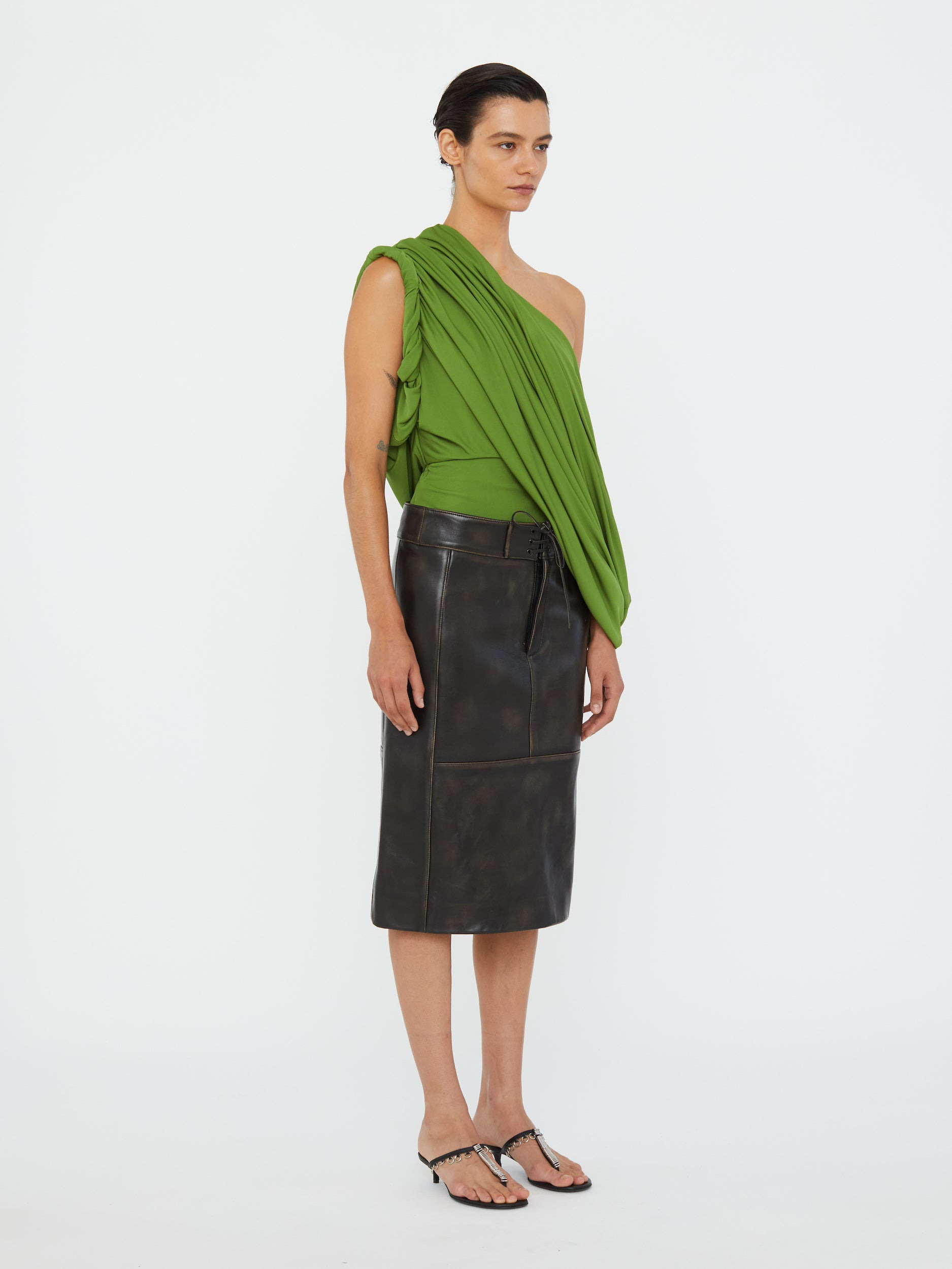 Burnished Eddie Leather Skirt - 3