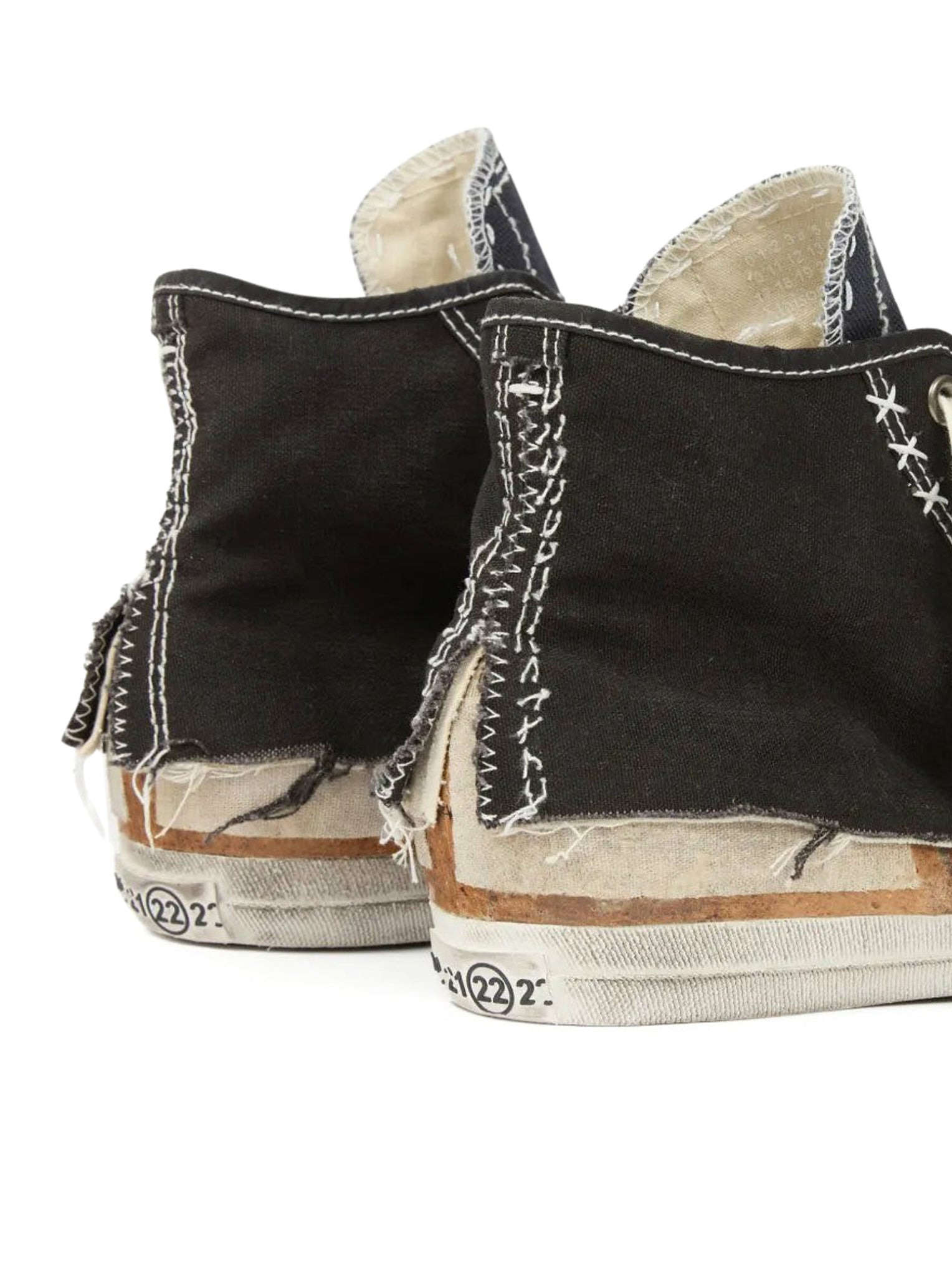 "LOVE TO DEATH" HIGH-TOP CANVAS SNEAKERS WITH DESTRUCTURED DETAILS - 5