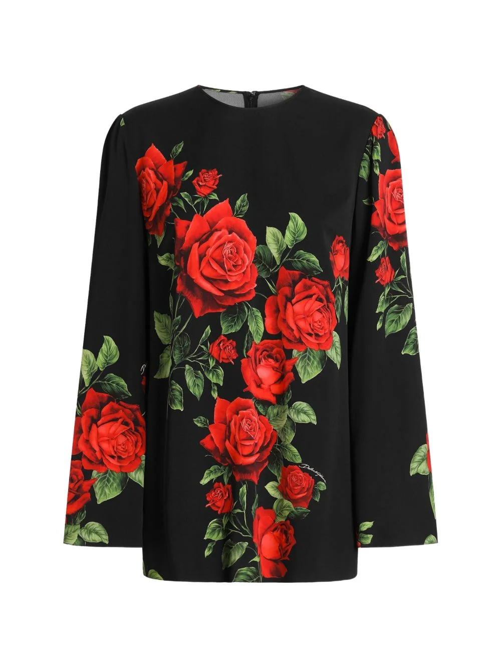 rose-print charmeuse blouse - 1