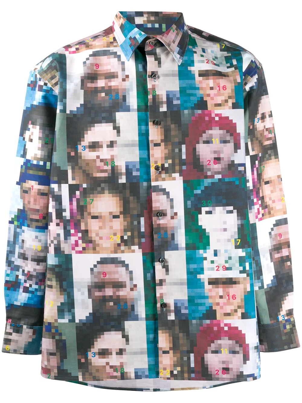 pixelated photo-print shirt - 1