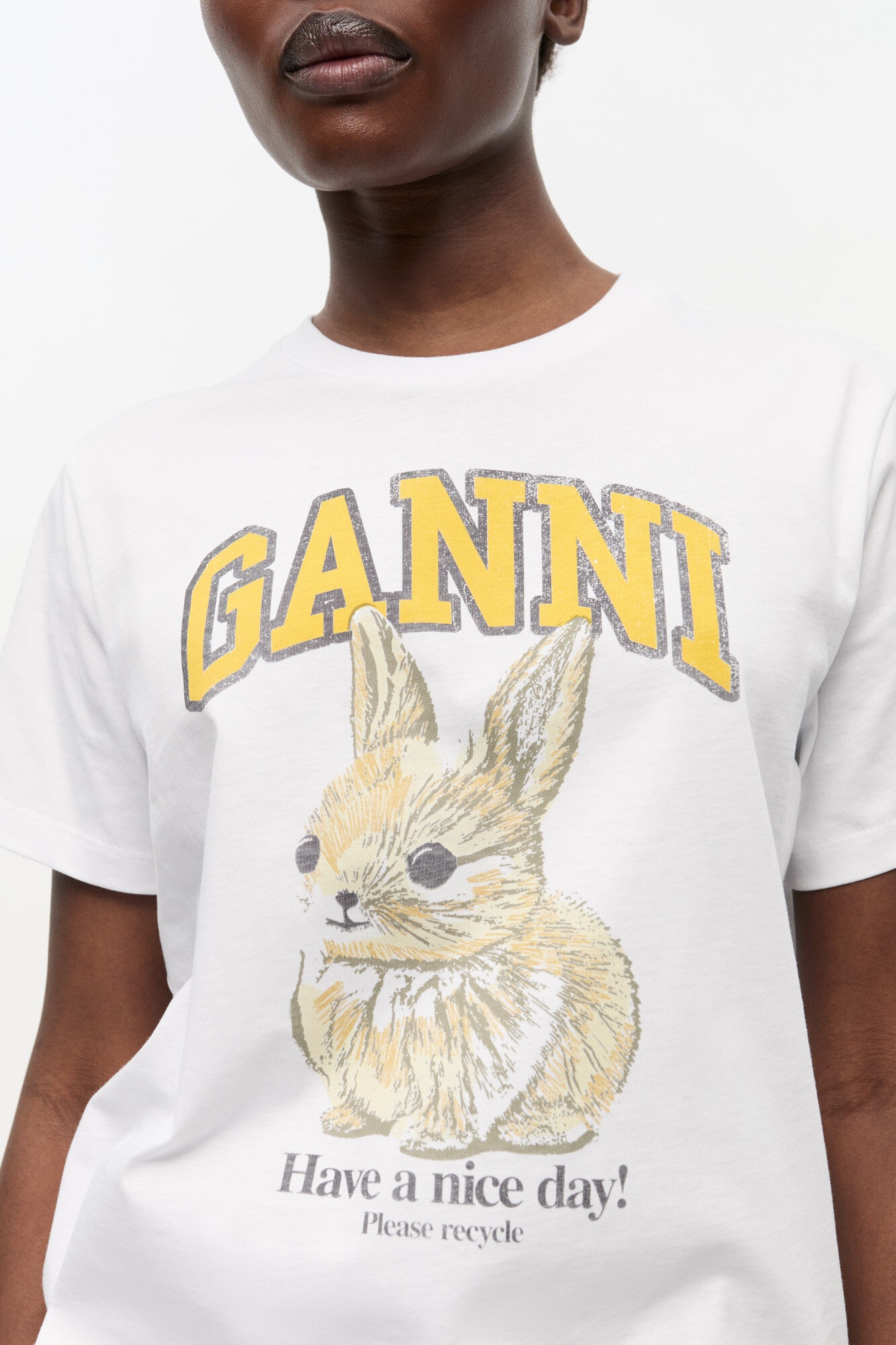 WHITE RELAXED JERSEY BUNNY T-SHIRT - 5